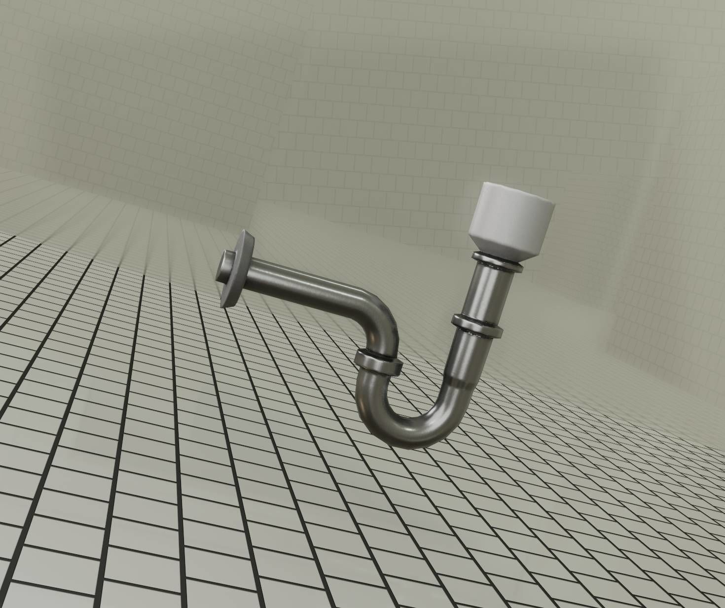 Metal Sink Siphon Low-poly 3D model_52