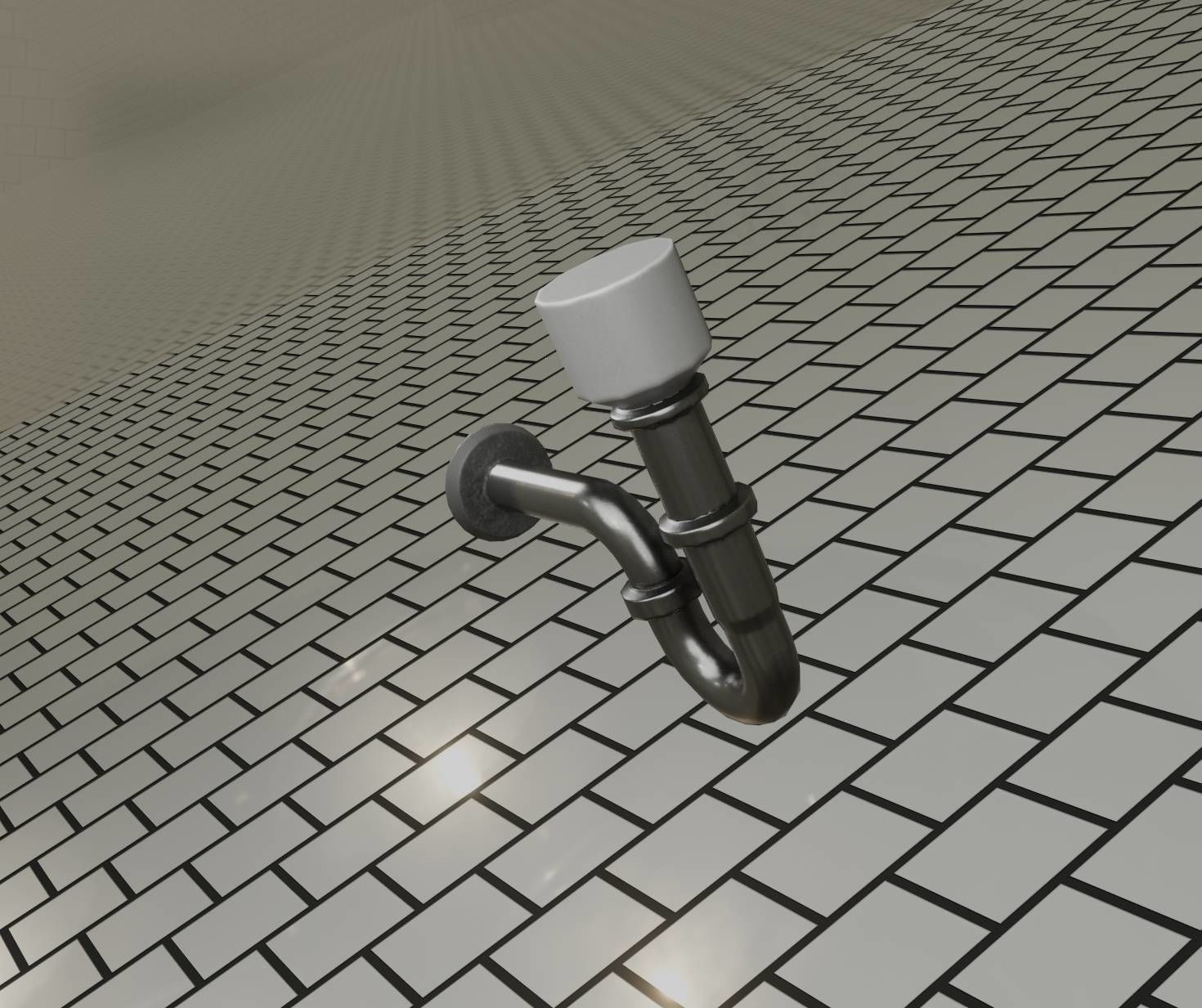 Metal Sink Siphon Low-poly 3D model_12