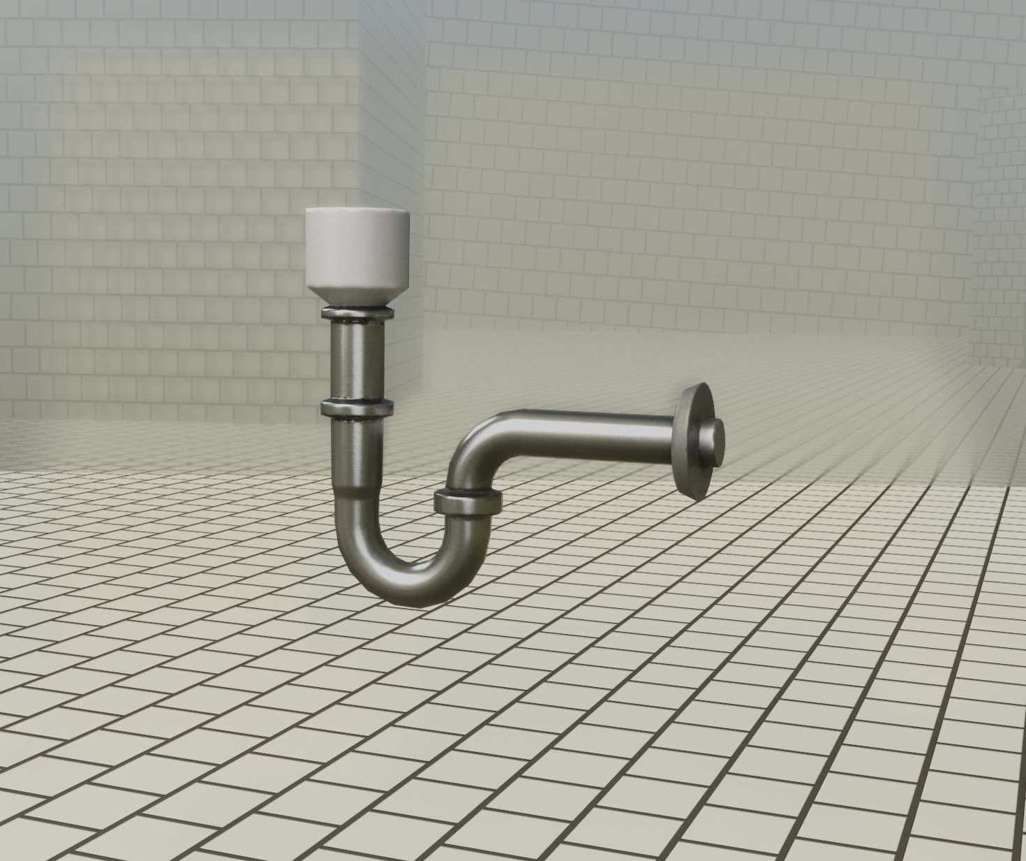 Metal Sink Siphon Low-poly 3D model_55