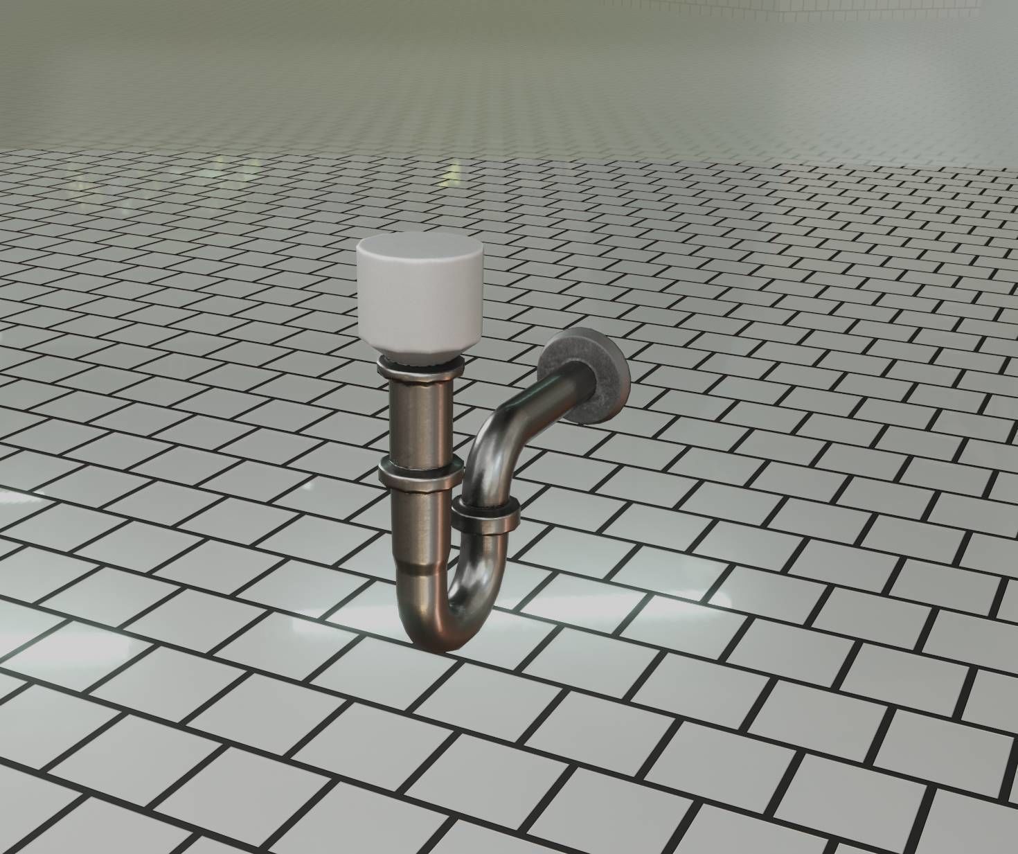 Metal Sink Siphon Low-poly 3D model_67