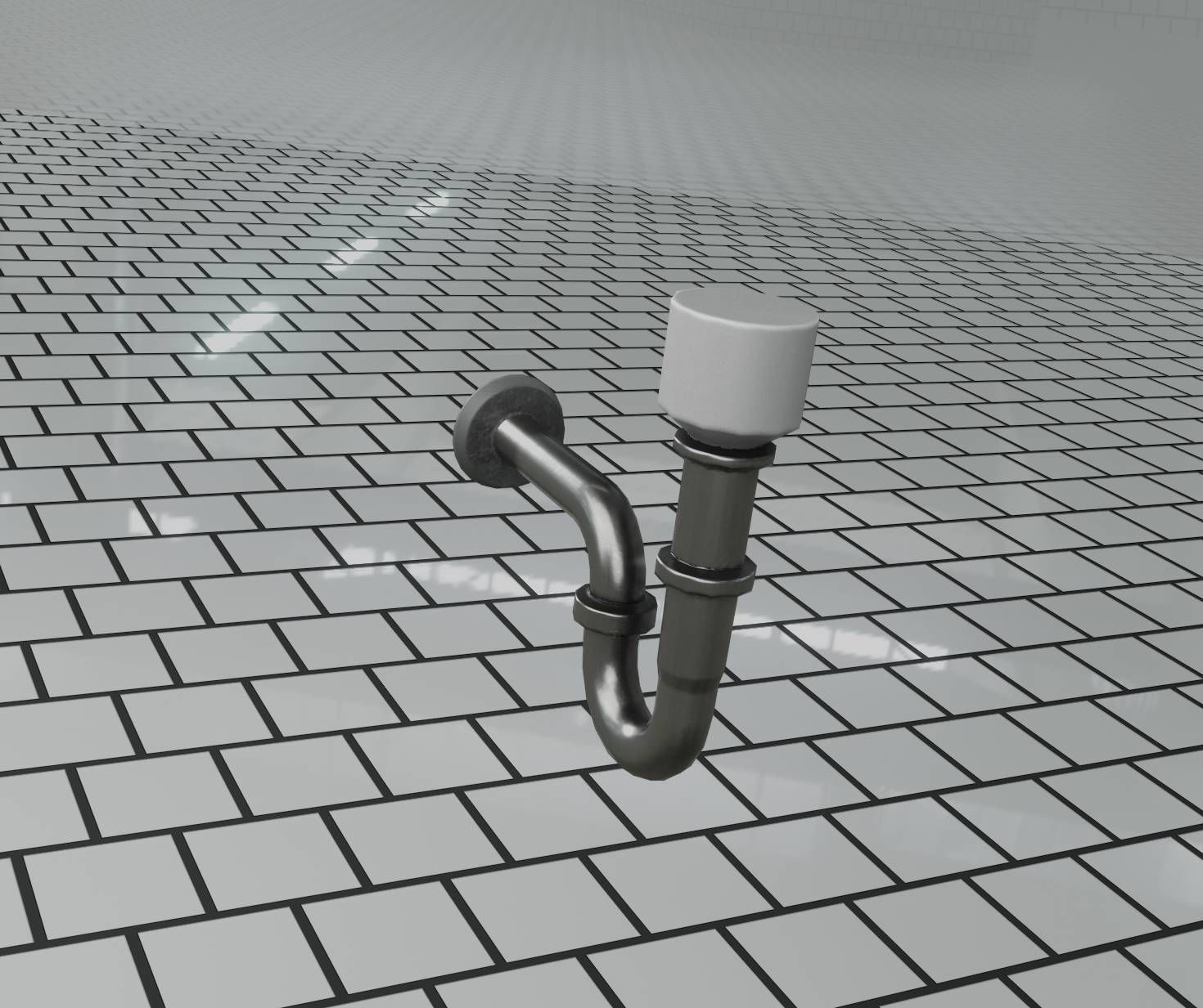 Metal Sink Siphon Low-poly 3D model_69
