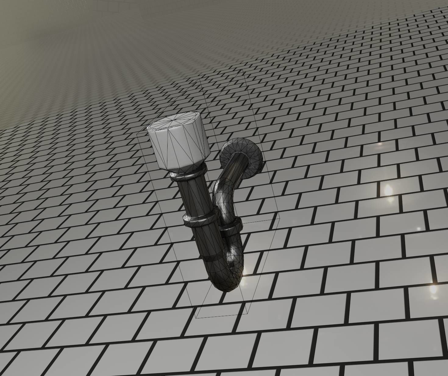 Metal Sink Siphon Low-poly 3D model_11