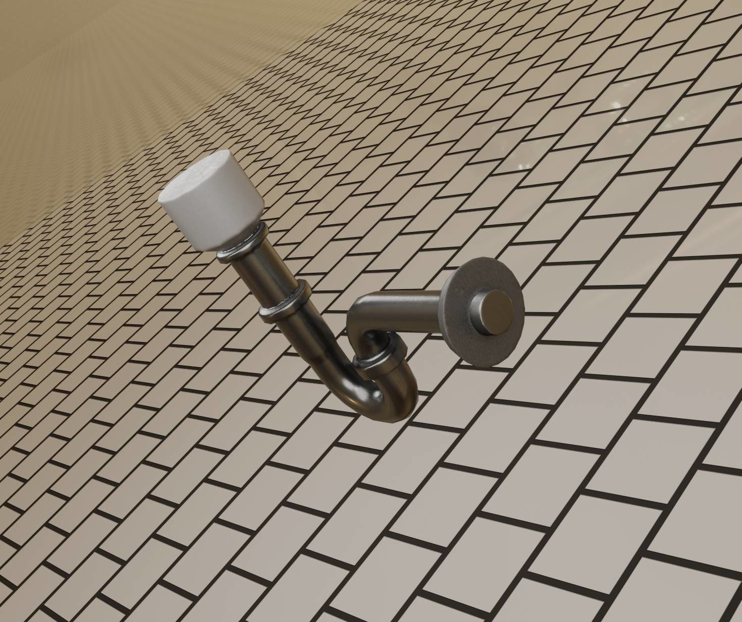 Metal Sink Siphon Low-poly 3D model_14