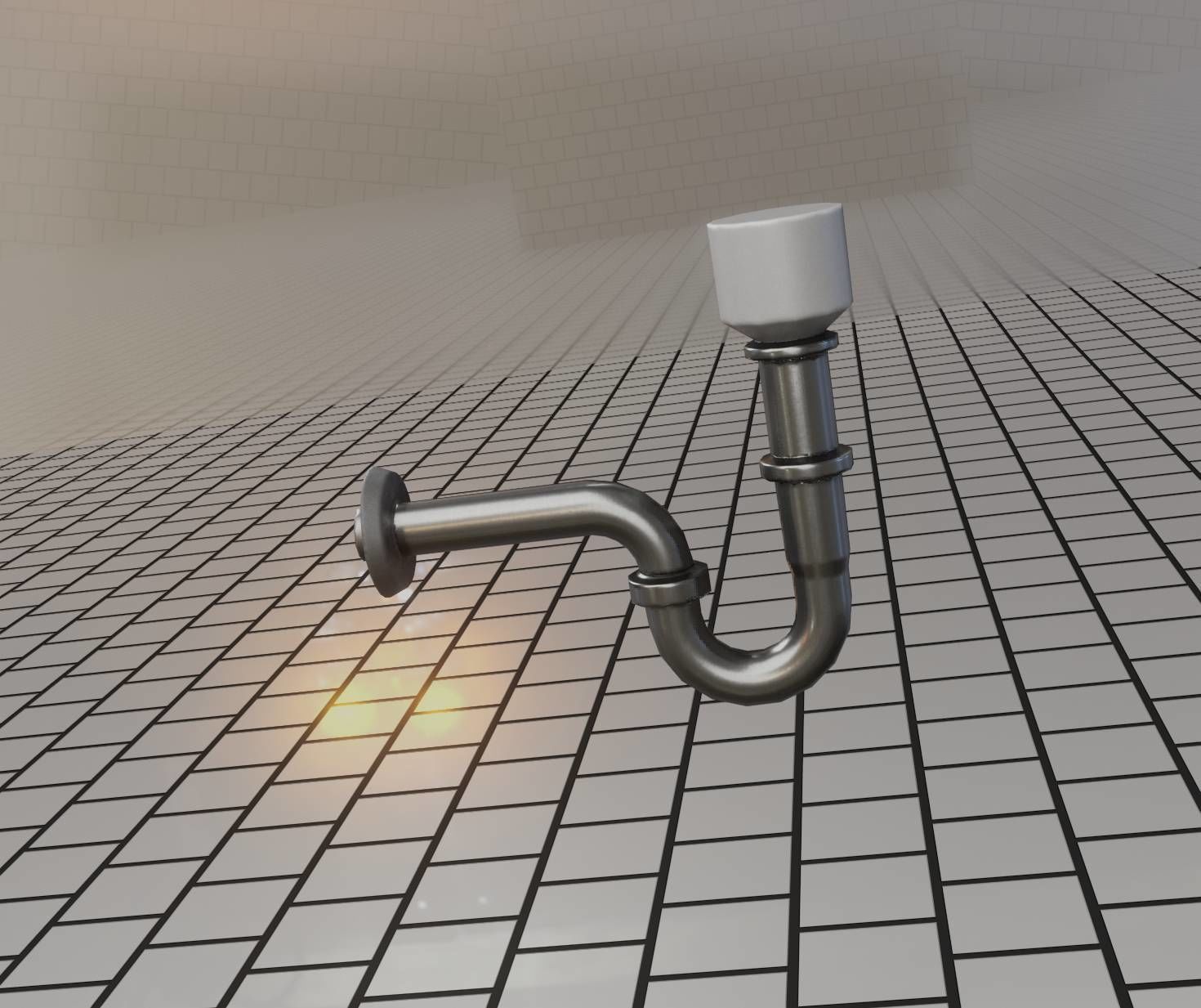Metal Sink Siphon Low-poly 3D model_31