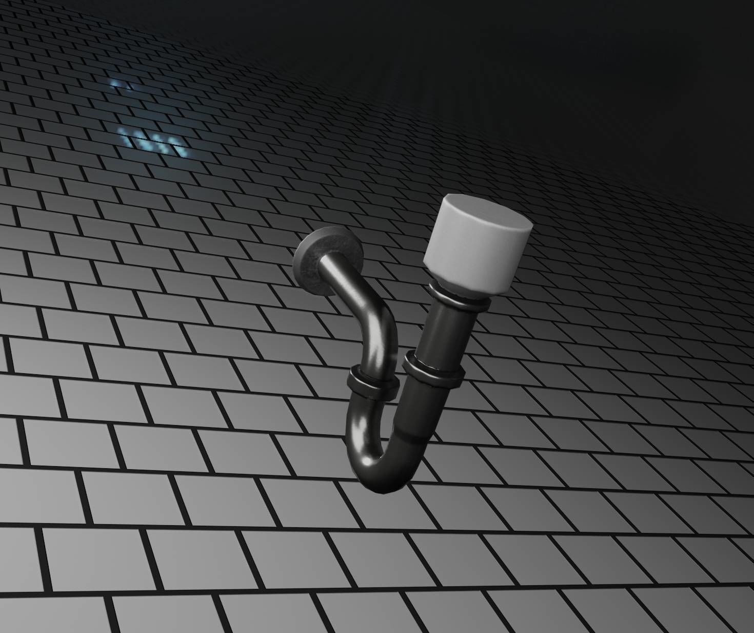 Metal Sink Siphon Low-poly 3D model_7