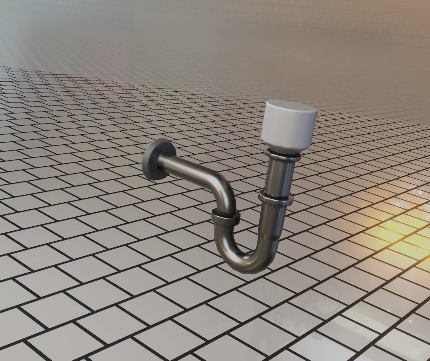 Metal Sink Siphon Low-poly 3D model_50