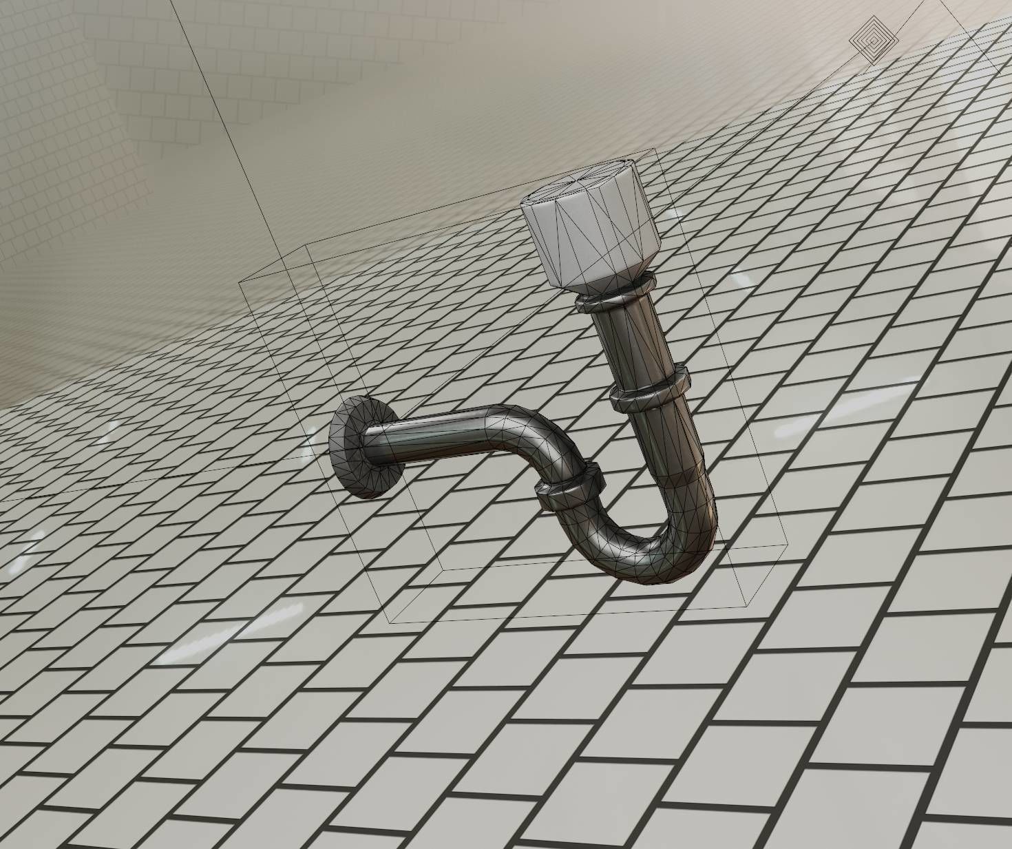 Metal Sink Siphon Low-poly 3D model_19