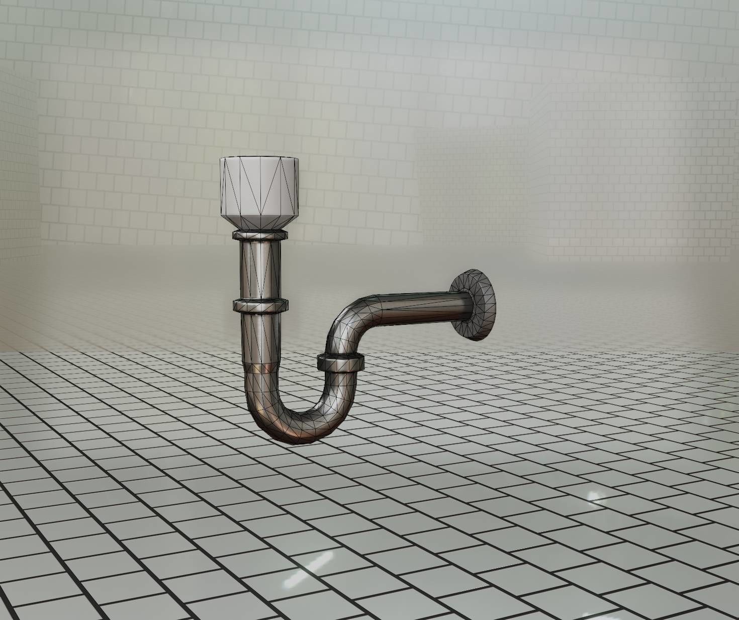 Metal Sink Siphon Low-poly 3D model_56
