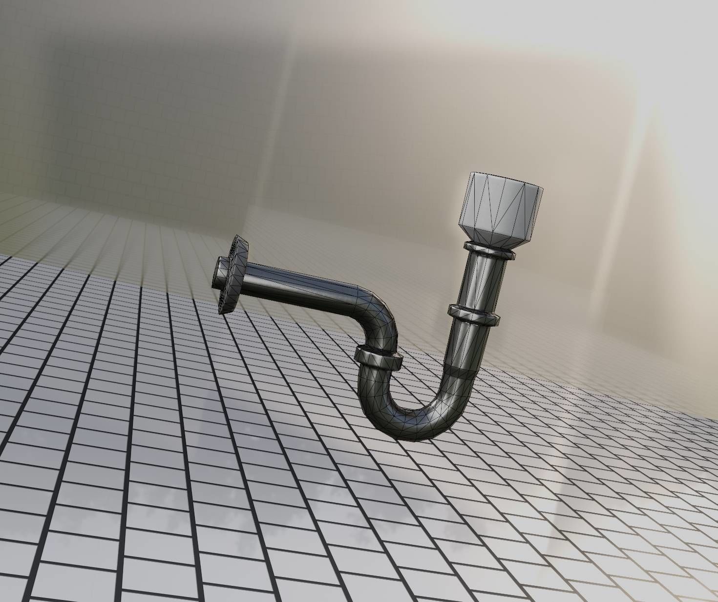 Metal Sink Siphon Low-poly 3D model_83