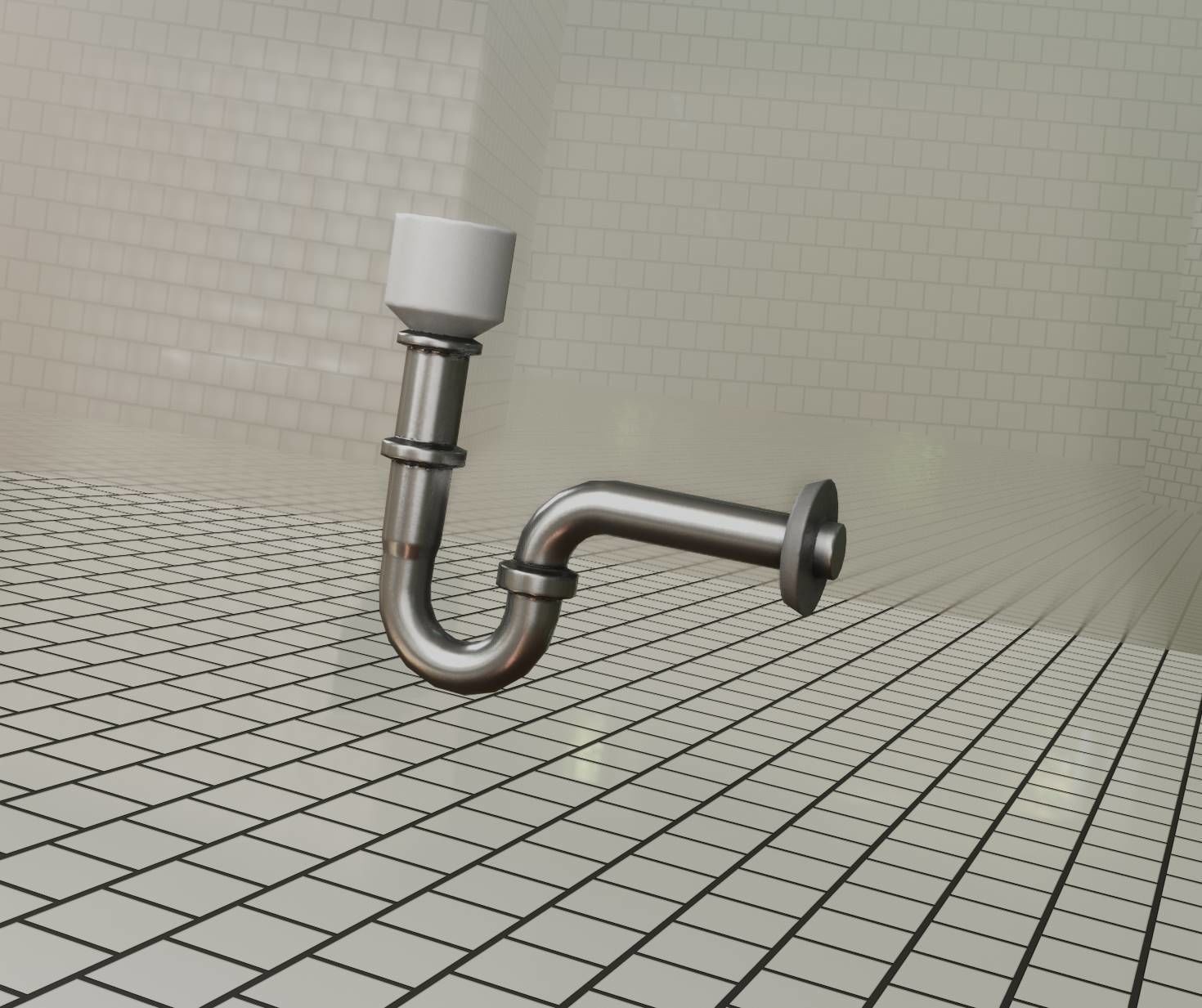 Metal Sink Siphon Low-poly 3D model_86