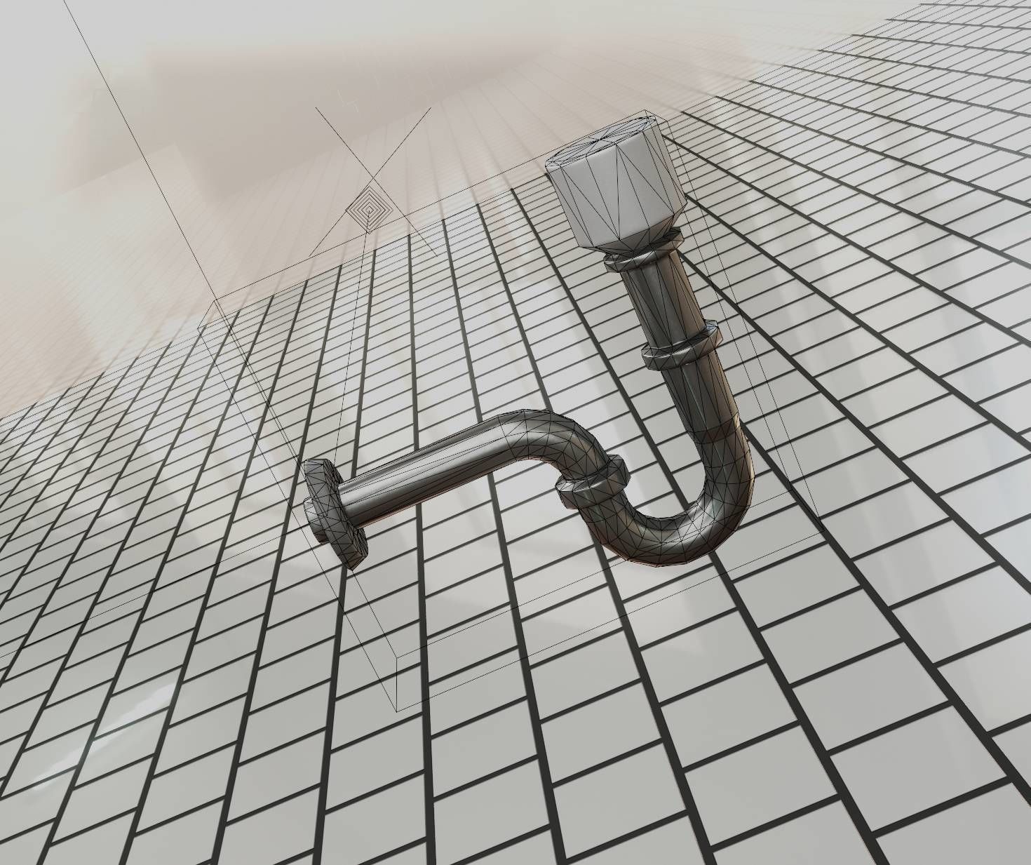 Metal Sink Siphon Low-poly 3D model_20