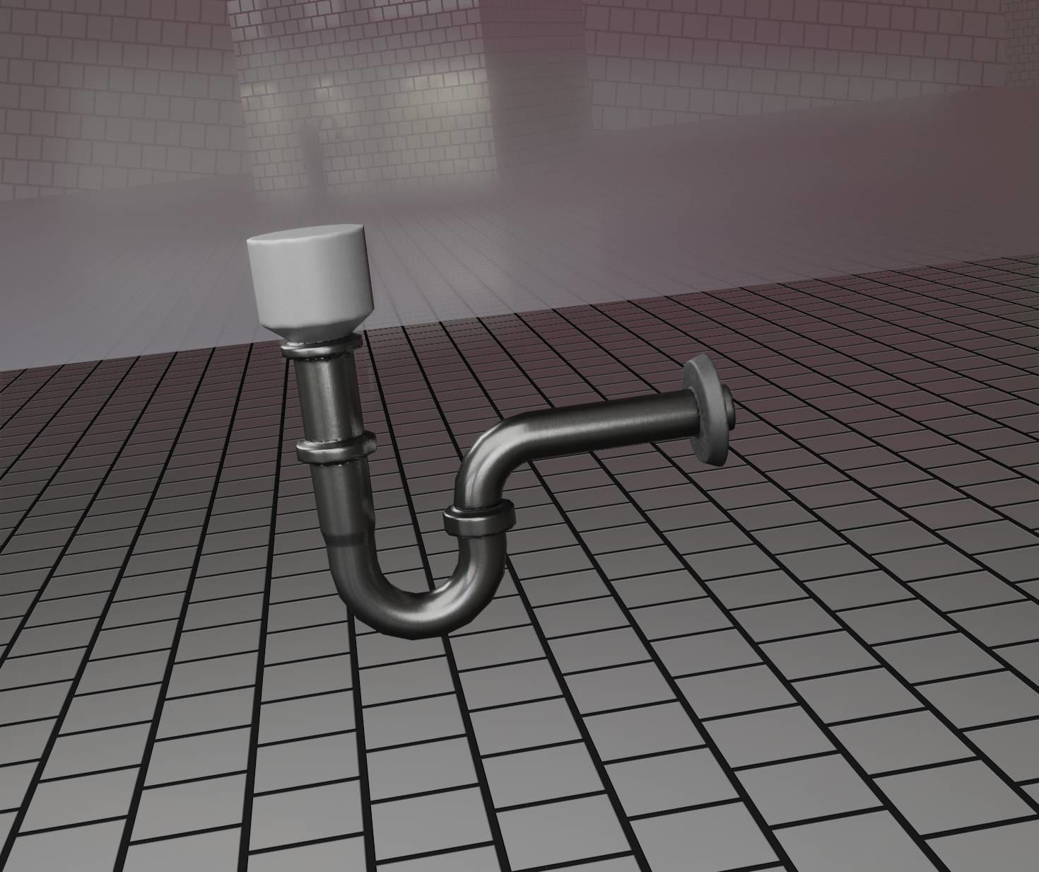 Metal Sink Siphon Low-poly 3D model_4