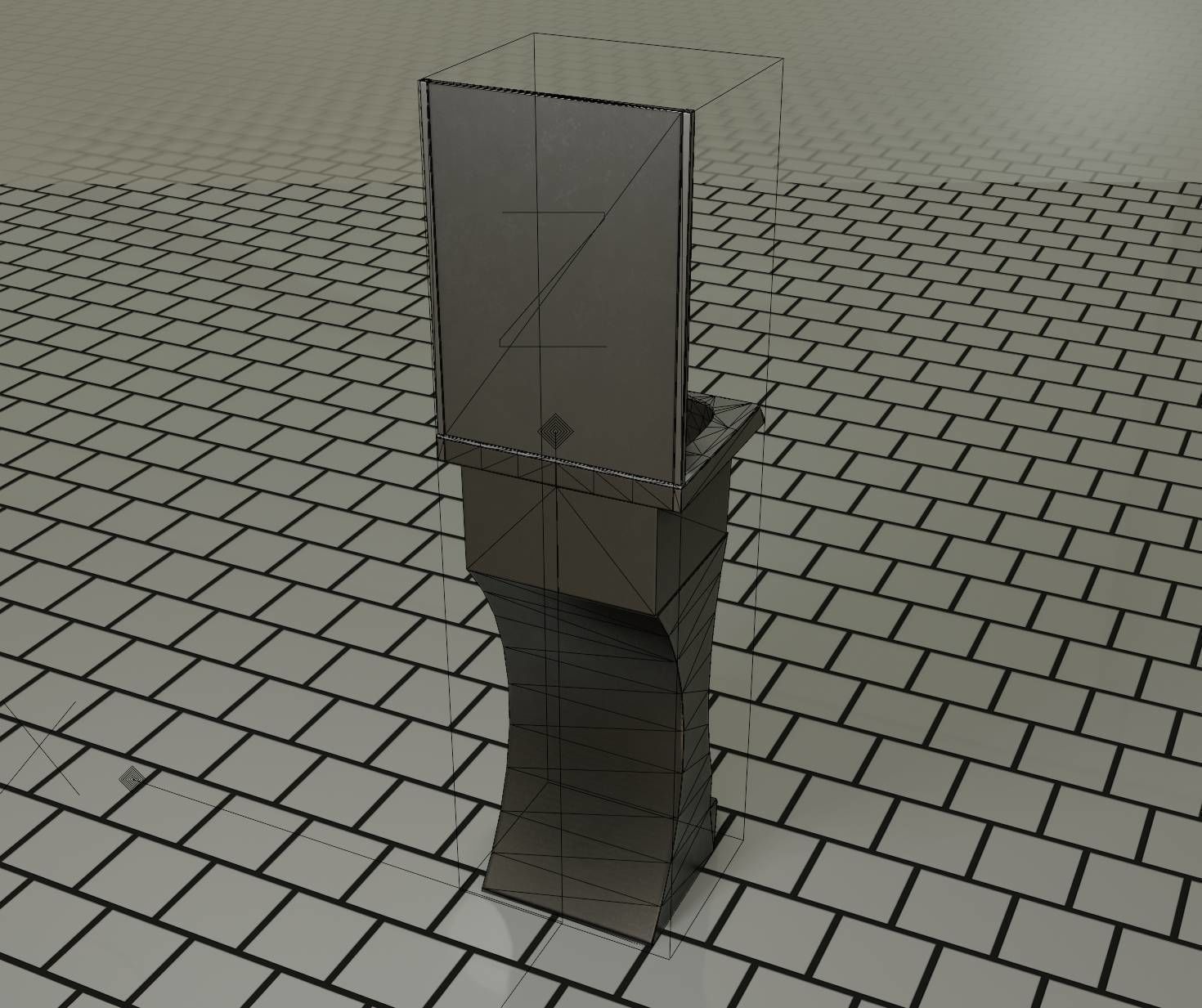 Public Metal Sci-Fi Sink - 40 - with Mirror Low-poly 3D model_43