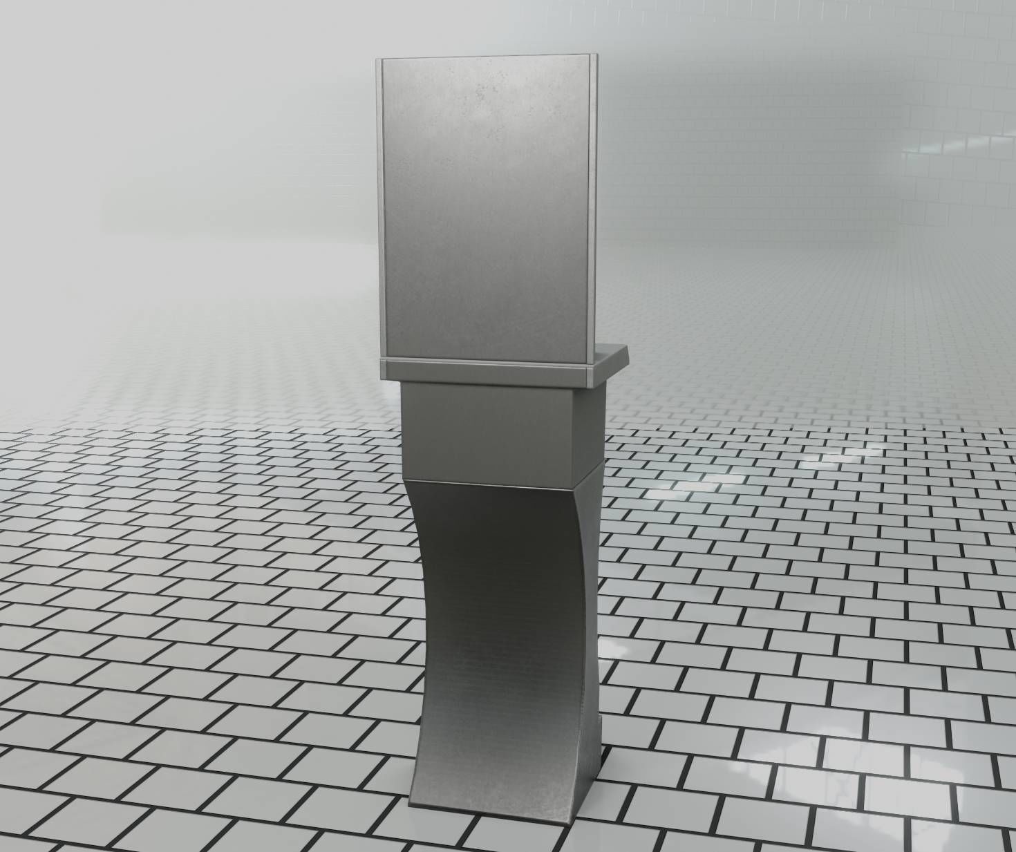 Public Metal Sci-Fi Sink - 40 - with Mirror Low-poly 3D model_55