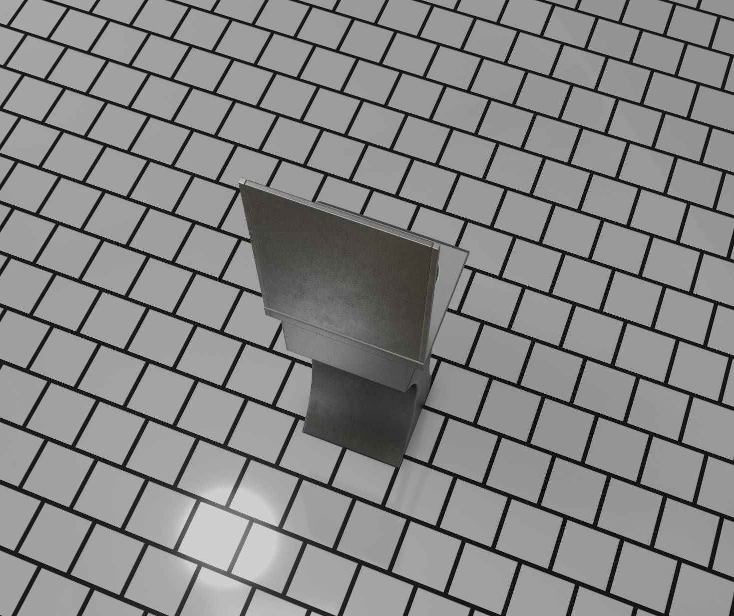 Public Metal Sci-Fi Sink - 40 - with Mirror Low-poly 3D model_65