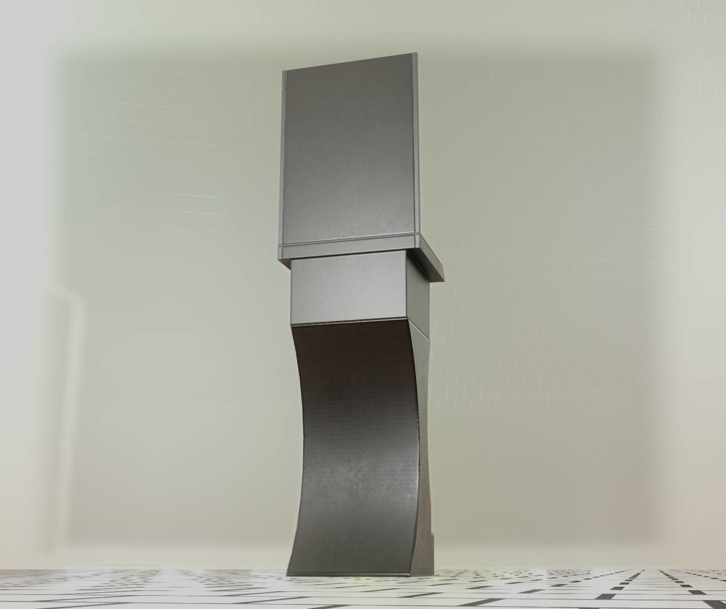 Public Metal Sci-Fi Sink - 40 - with Mirror Low-poly 3D model_87