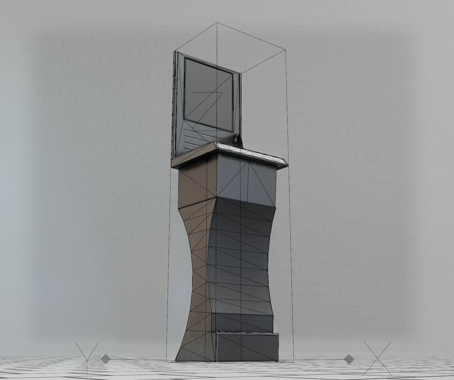 Public Metal Sci-Fi Sink - 40 - with Mirror Low-poly 3D model_61