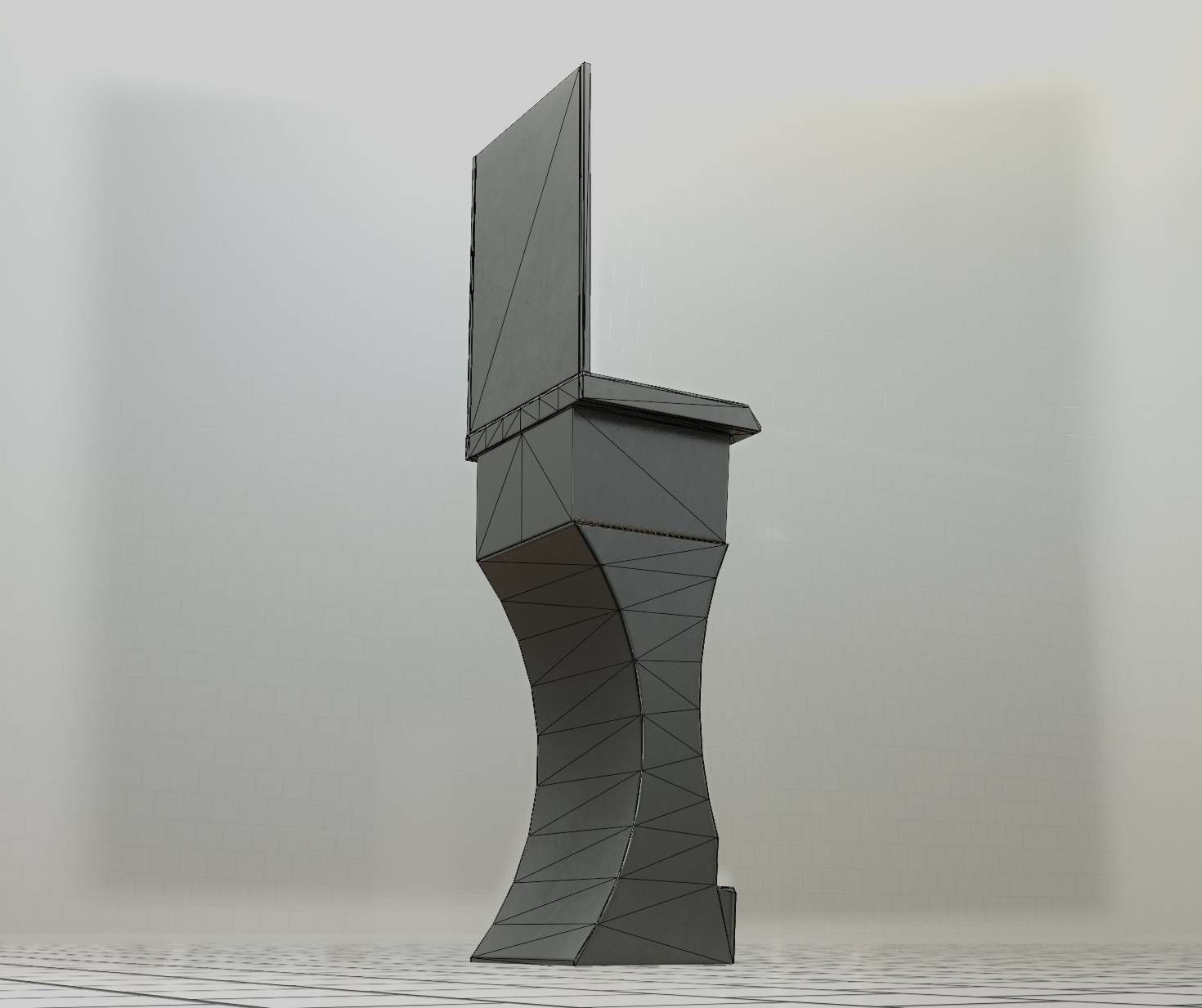 Public Metal Sci-Fi Sink - 40 - with Mirror Low-poly 3D model_33