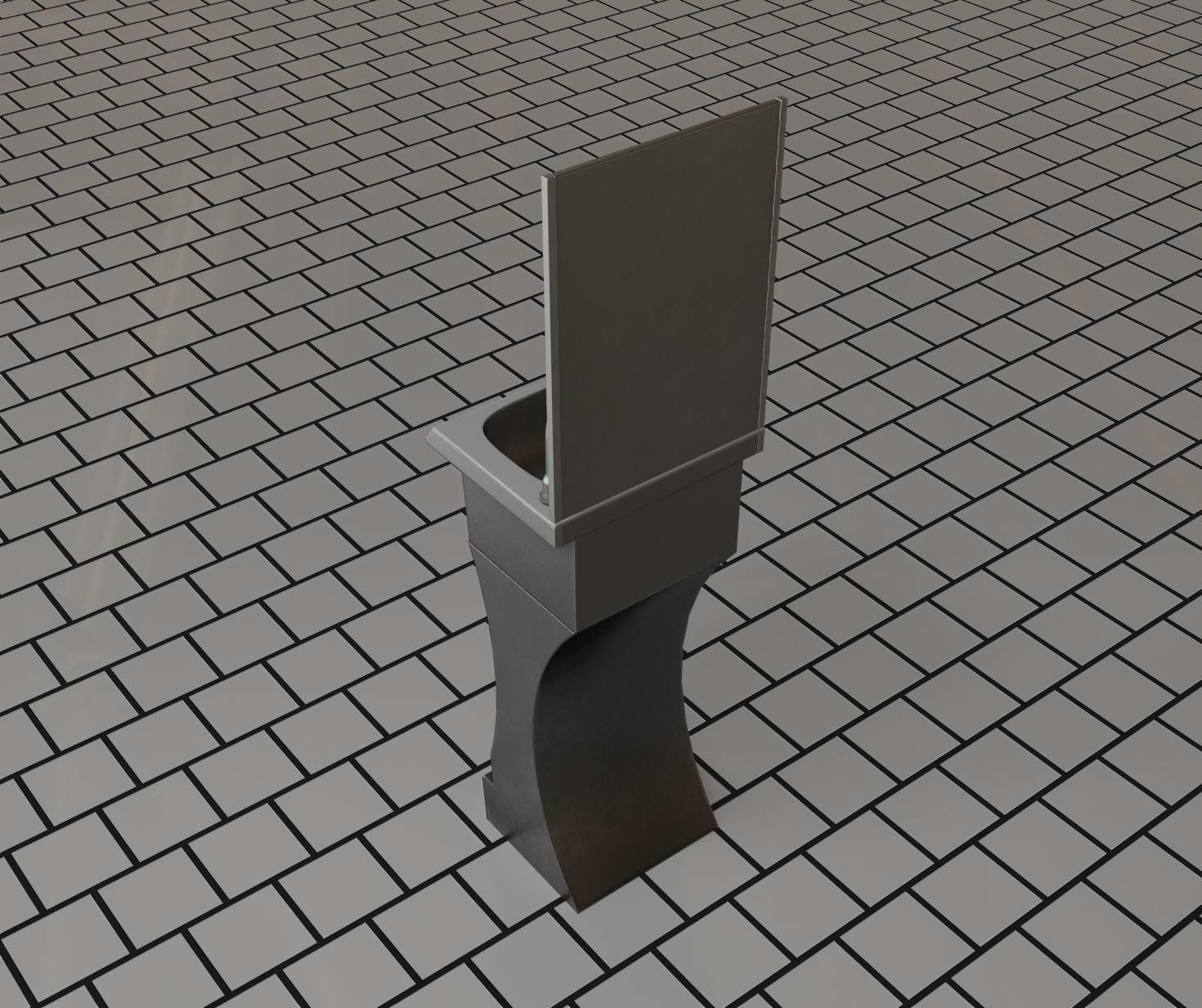 Public Metal Sci-Fi Sink - 40 - with Mirror Low-poly 3D model_79