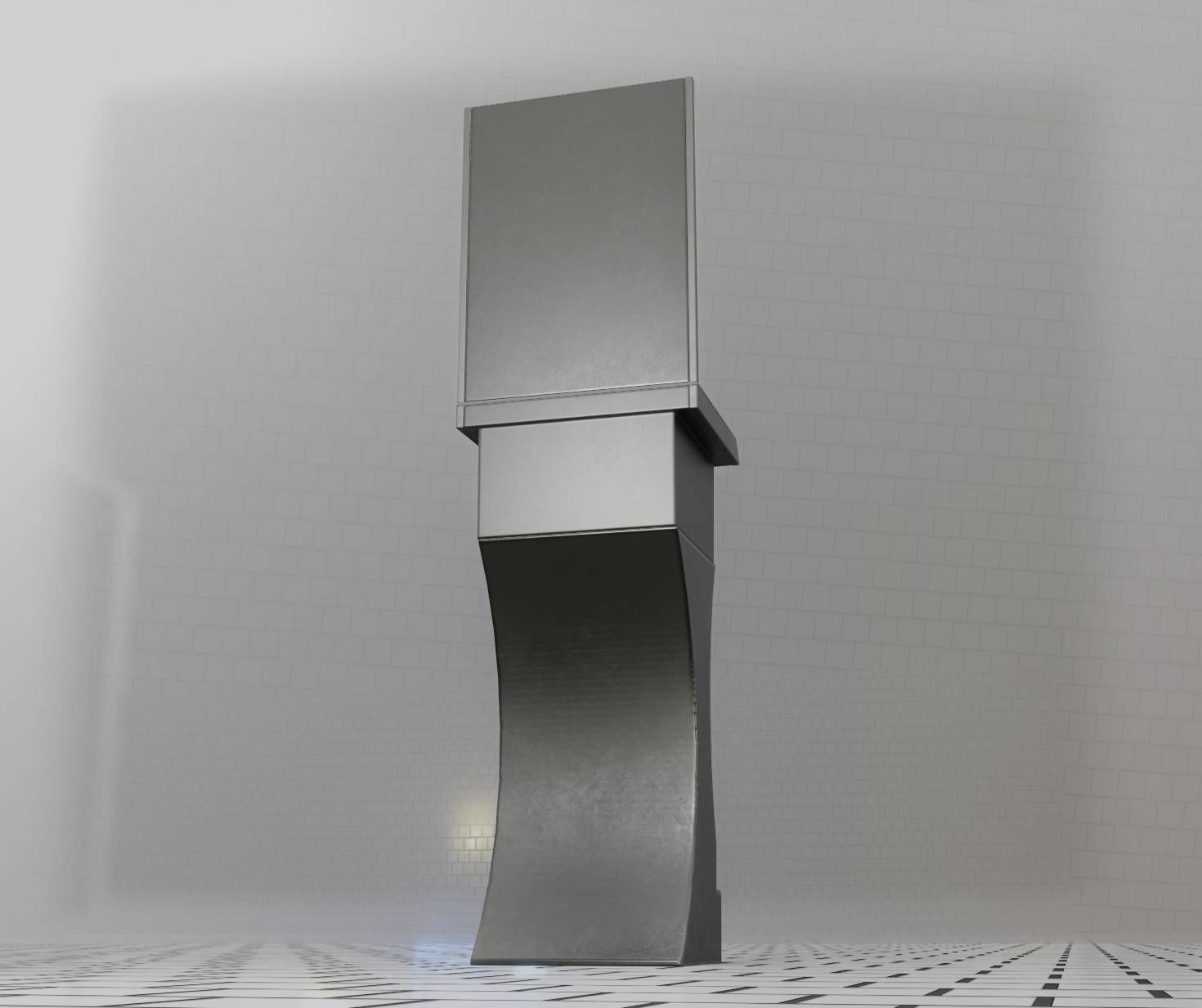 Public Metal Sci-Fi Sink - 40 - with Mirror Low-poly 3D model_26