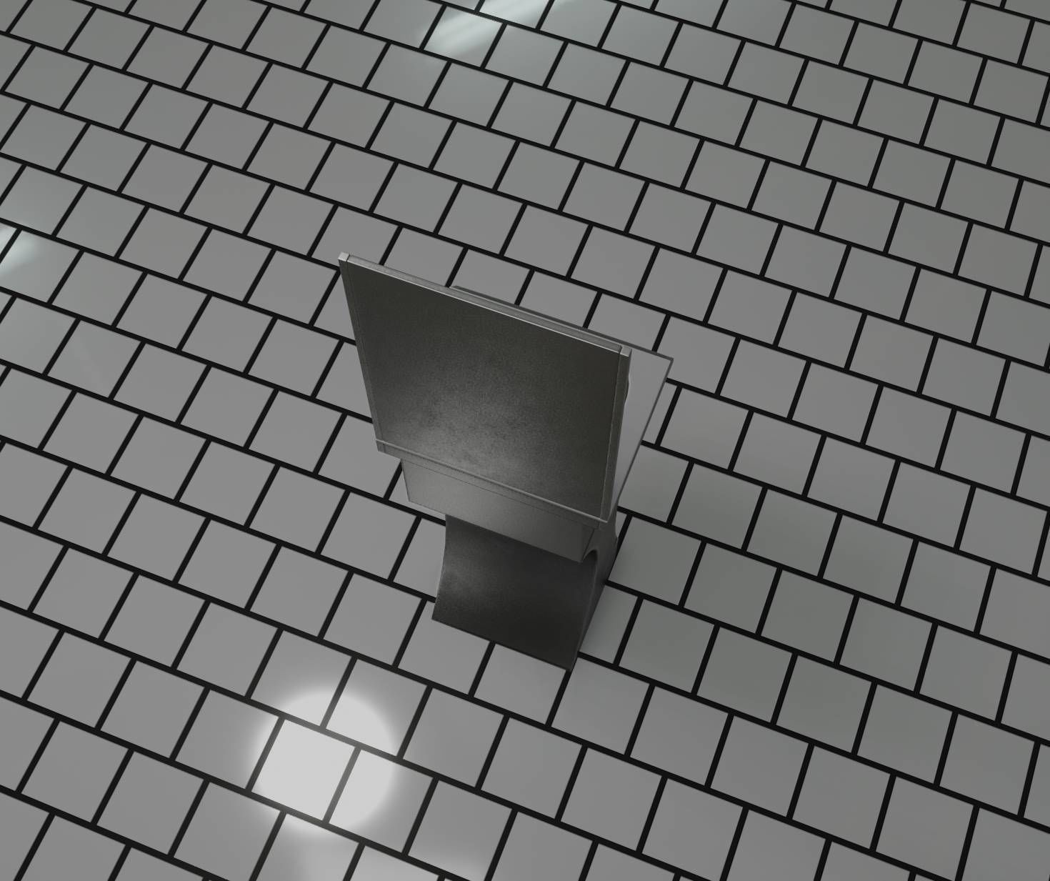 Public Metal Sci-Fi Sink - 40 - with Mirror Low-poly 3D model_35