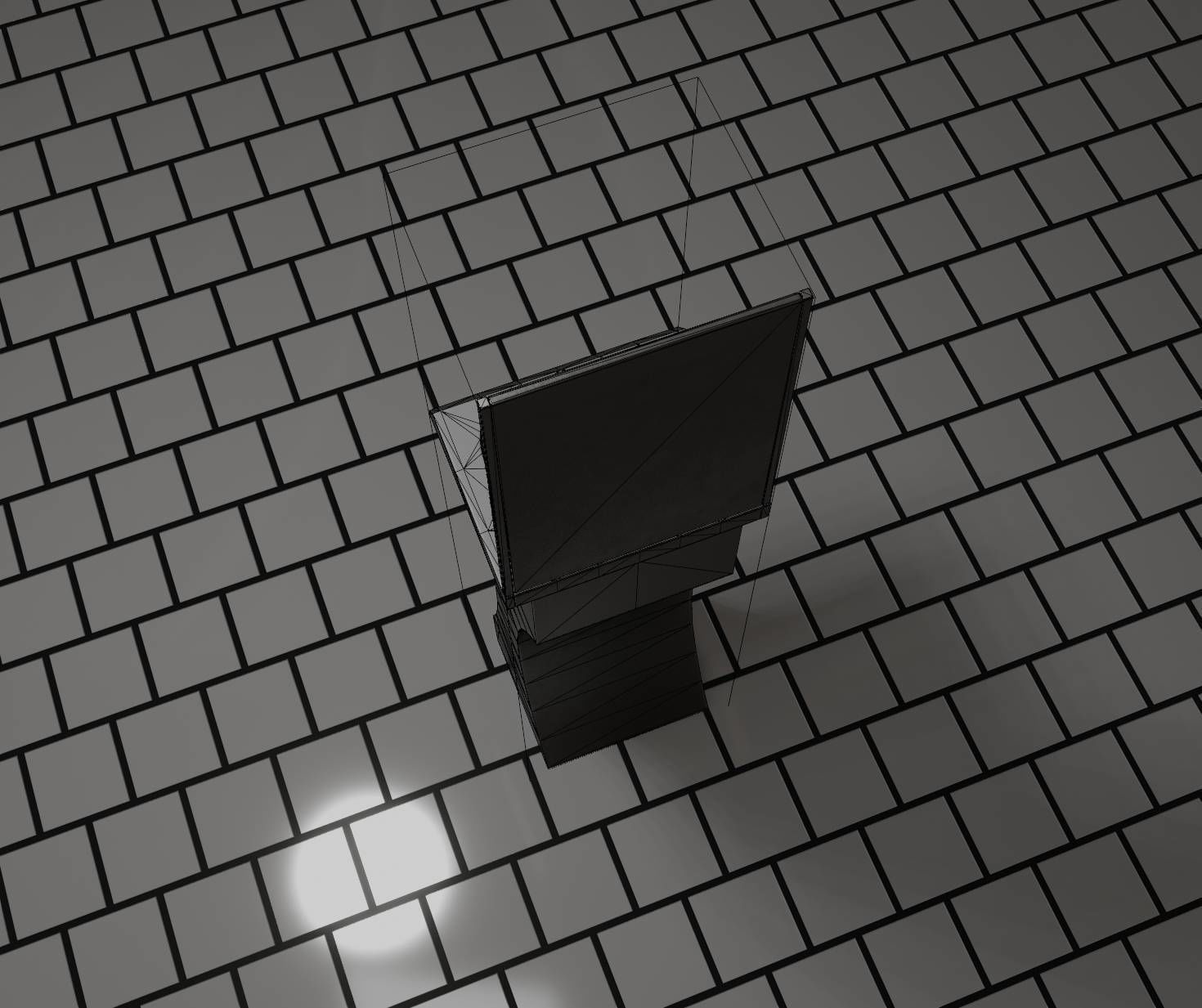 Public Metal Sci-Fi Sink - 40 - with Mirror Low-poly 3D model_36