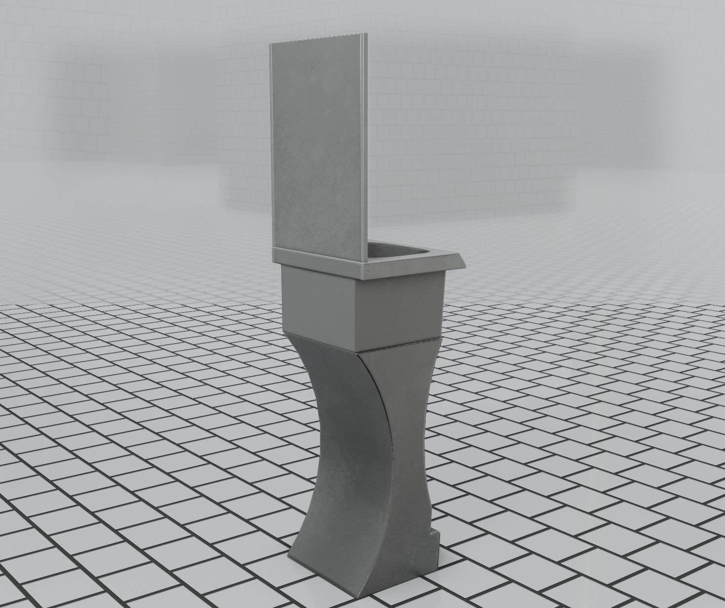 Public Metal Sci-Fi Sink - 40 - with Mirror Low-poly 3D model_24