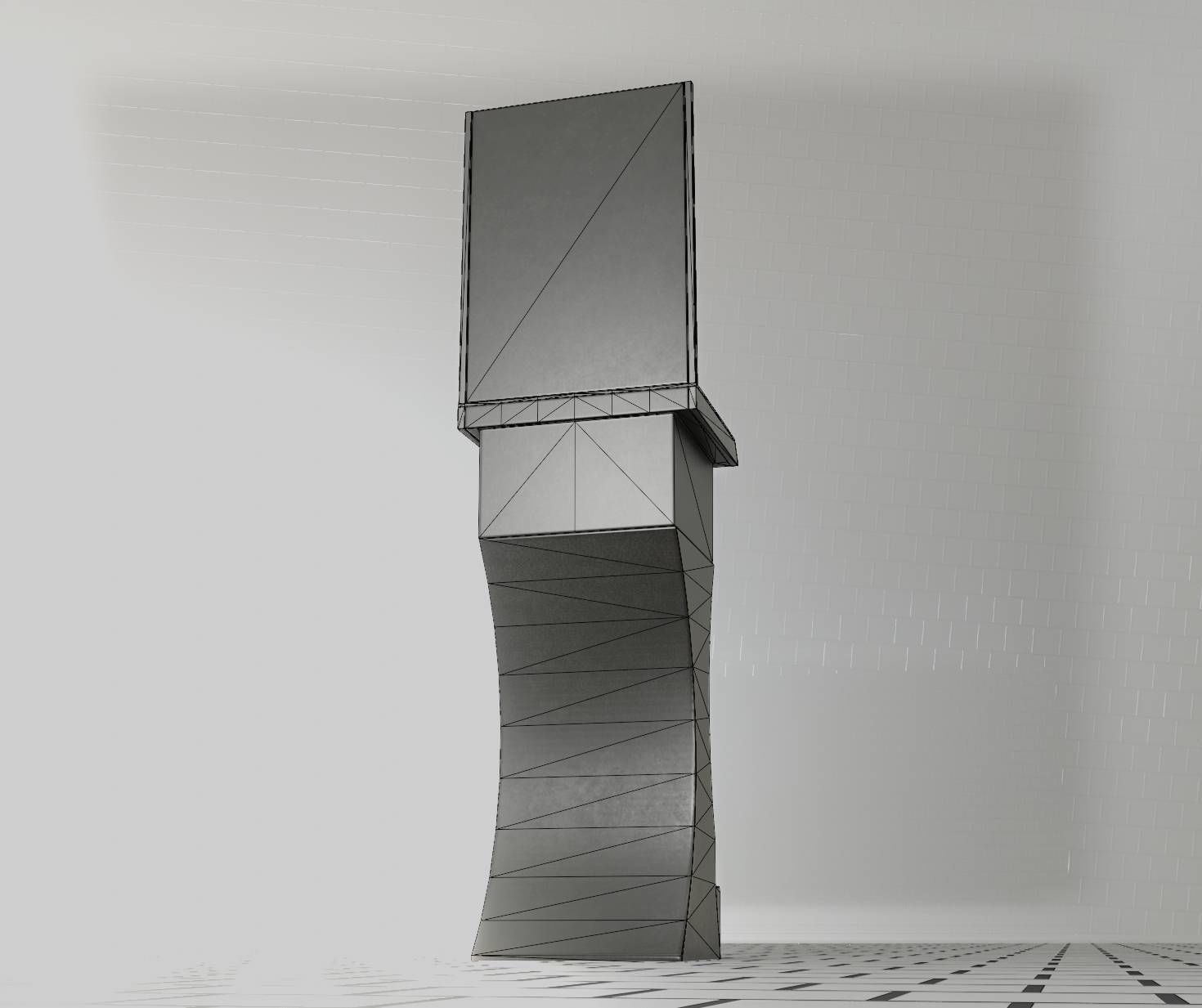 Public Metal Sci-Fi Sink - 40 - with Mirror Low-poly 3D model_56