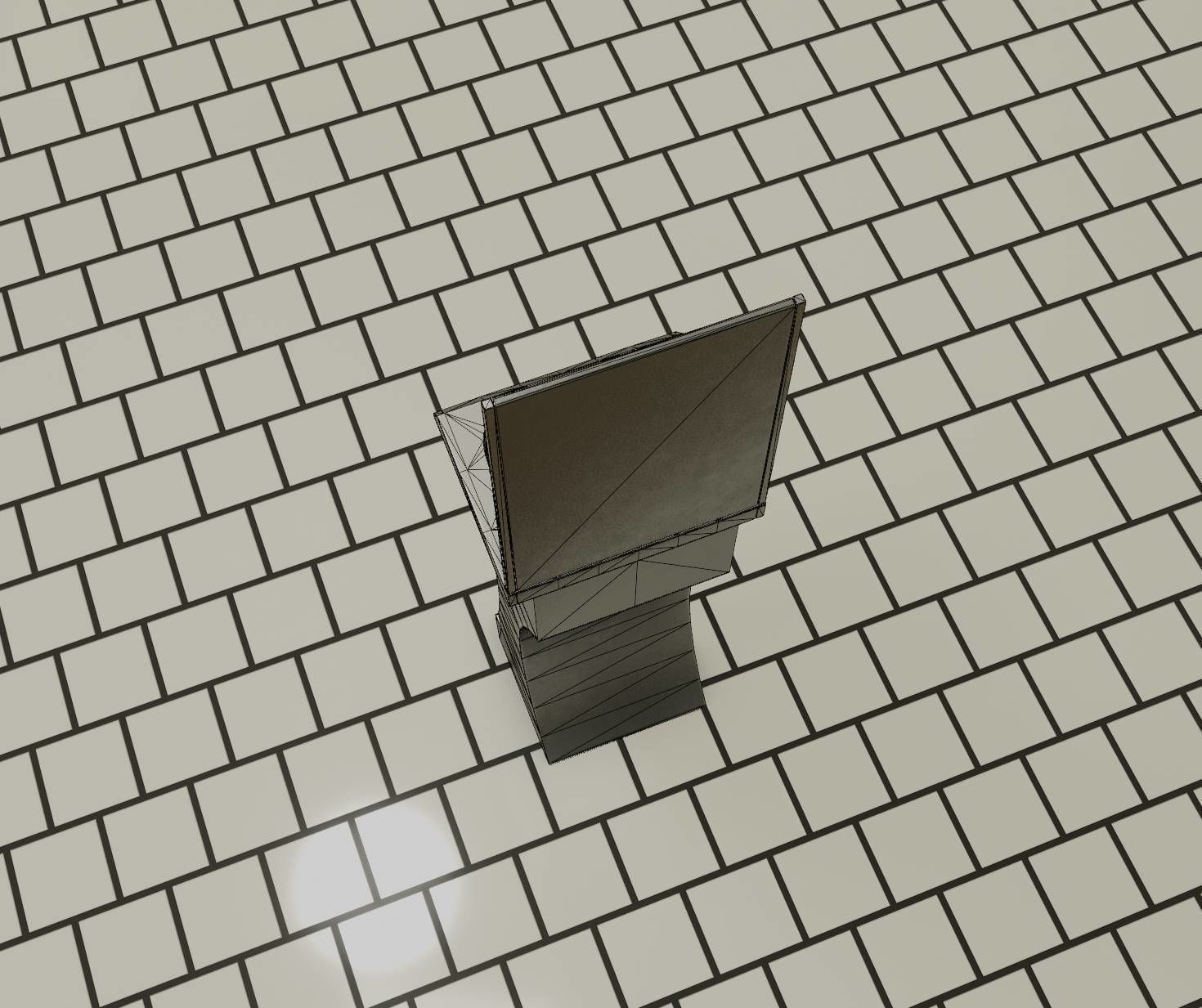 Public Metal Sci-Fi Sink - 40 - with Mirror Low-poly 3D model_97