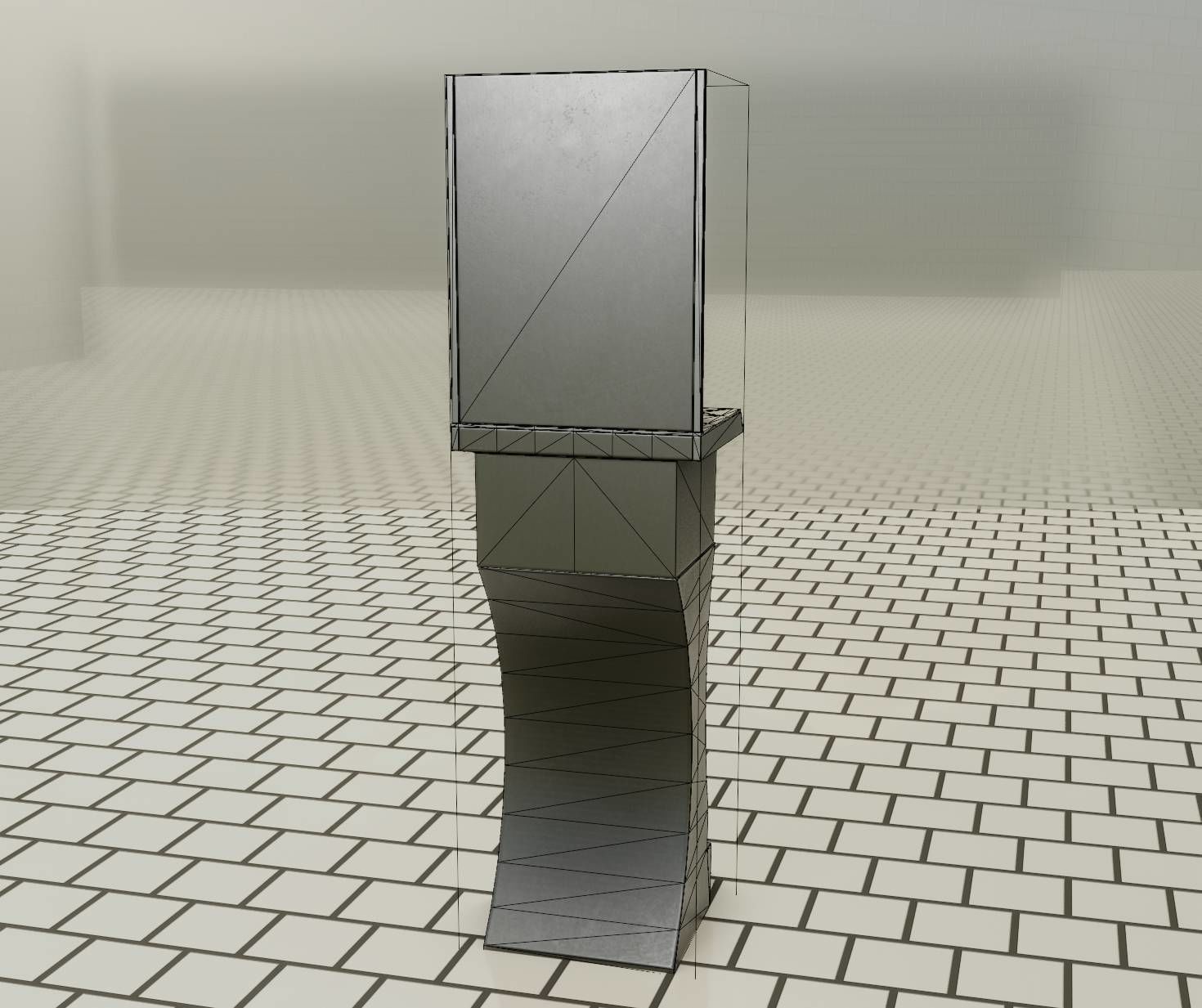 Public Metal Sci-Fi Sink - 40 - with Mirror Low-poly 3D model_86