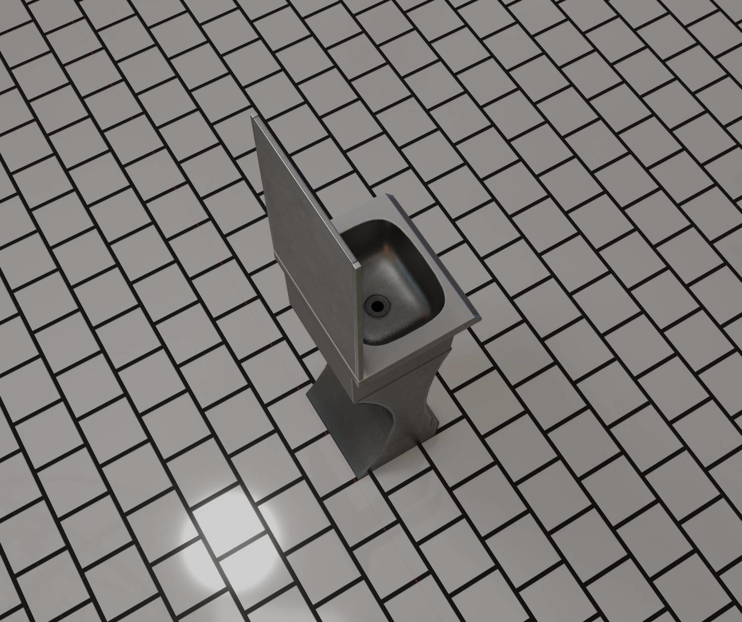 Public Metal Sci-Fi Sink - 40 - with Mirror Low-poly 3D model_64