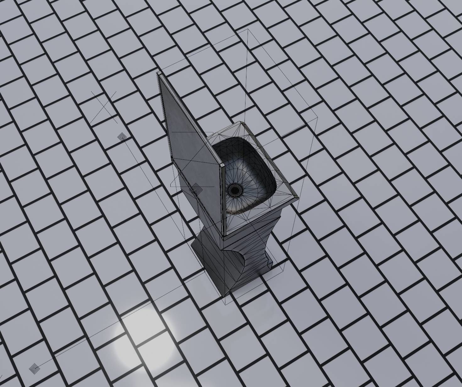 Public Metal Sci-Fi Sink - 40 - with Mirror Low-poly 3D model_95