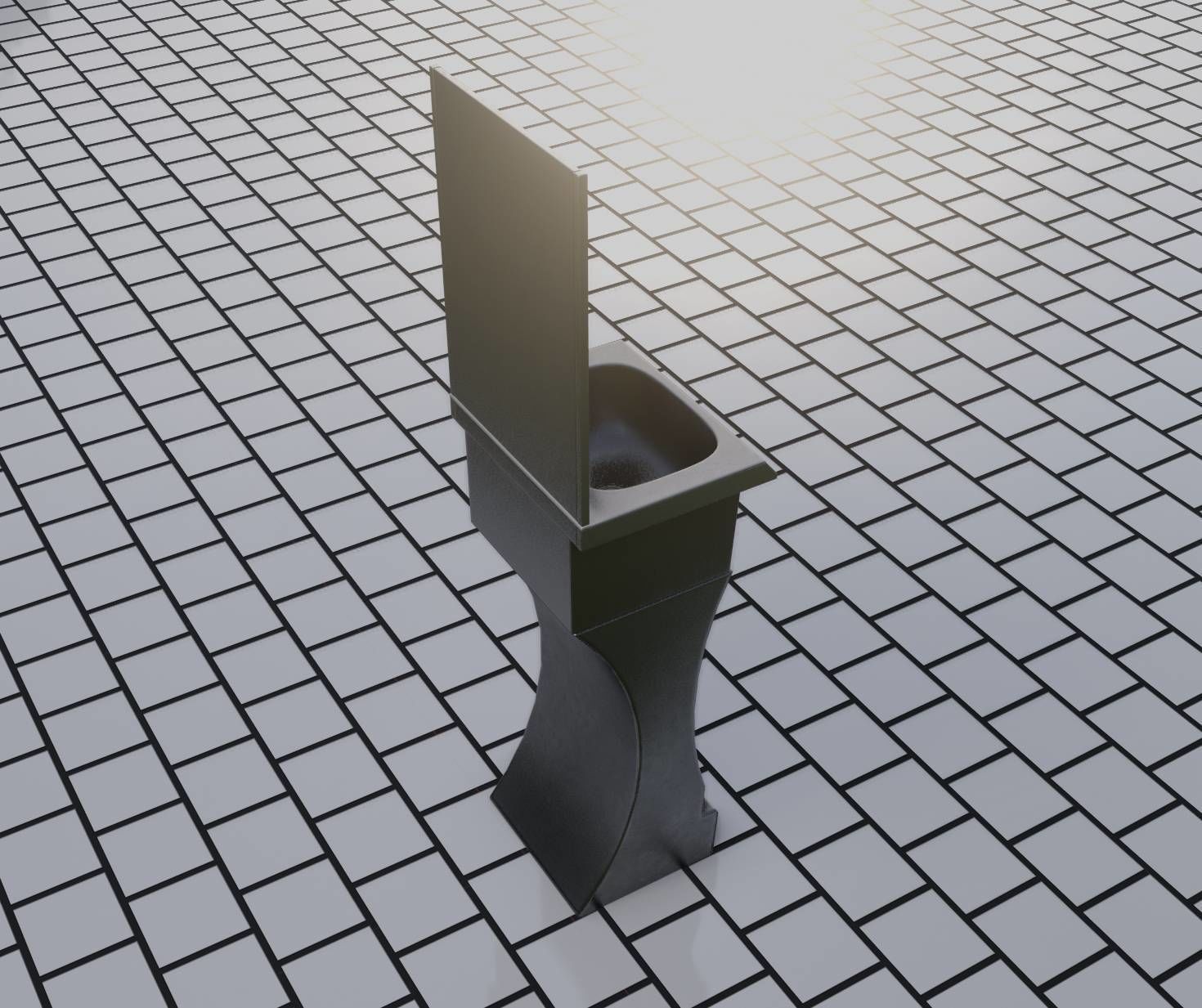 Public Metal Sci-Fi Sink - 40 - with Mirror Low-poly 3D model_47