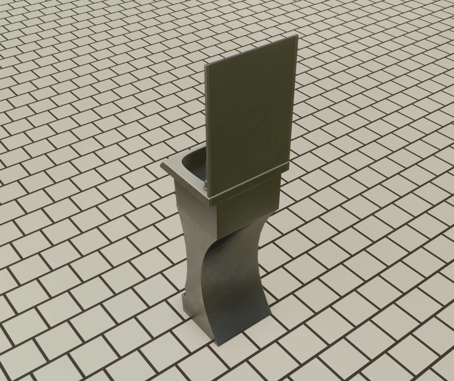 Public Metal Sci-Fi Sink - 40 - with Mirror Low-poly 3D model_48