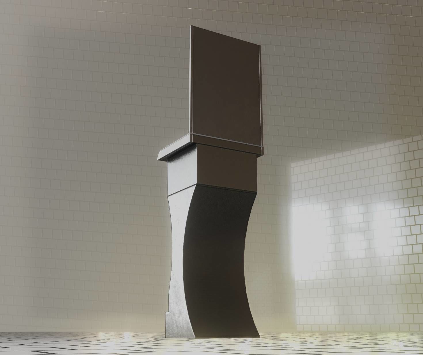 Public Metal Sci-Fi Sink - 40 - with Mirror Low-poly 3D model_57