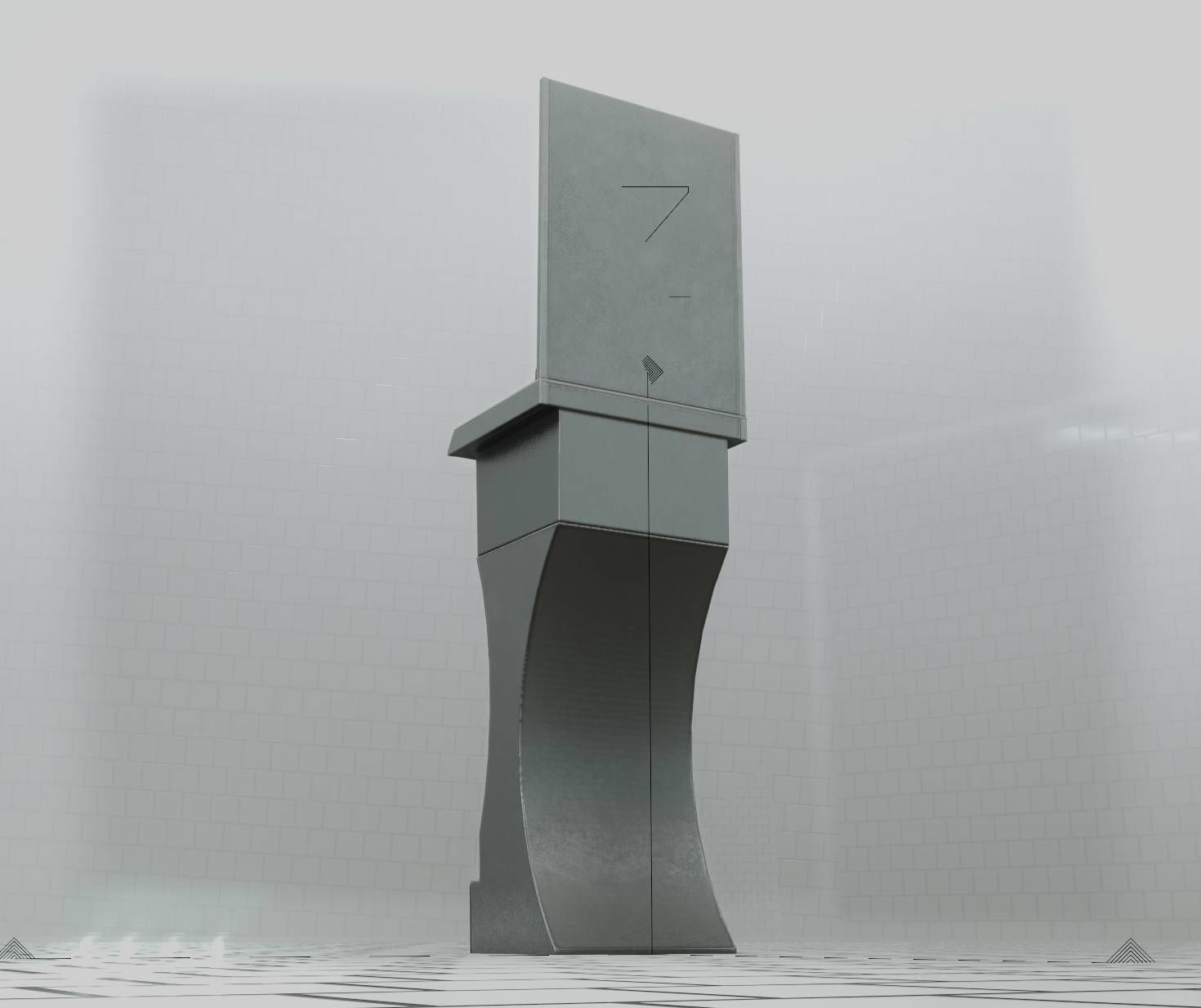 Public Metal Sci-Fi Sink - 40 - with Mirror Low-poly 3D model_88