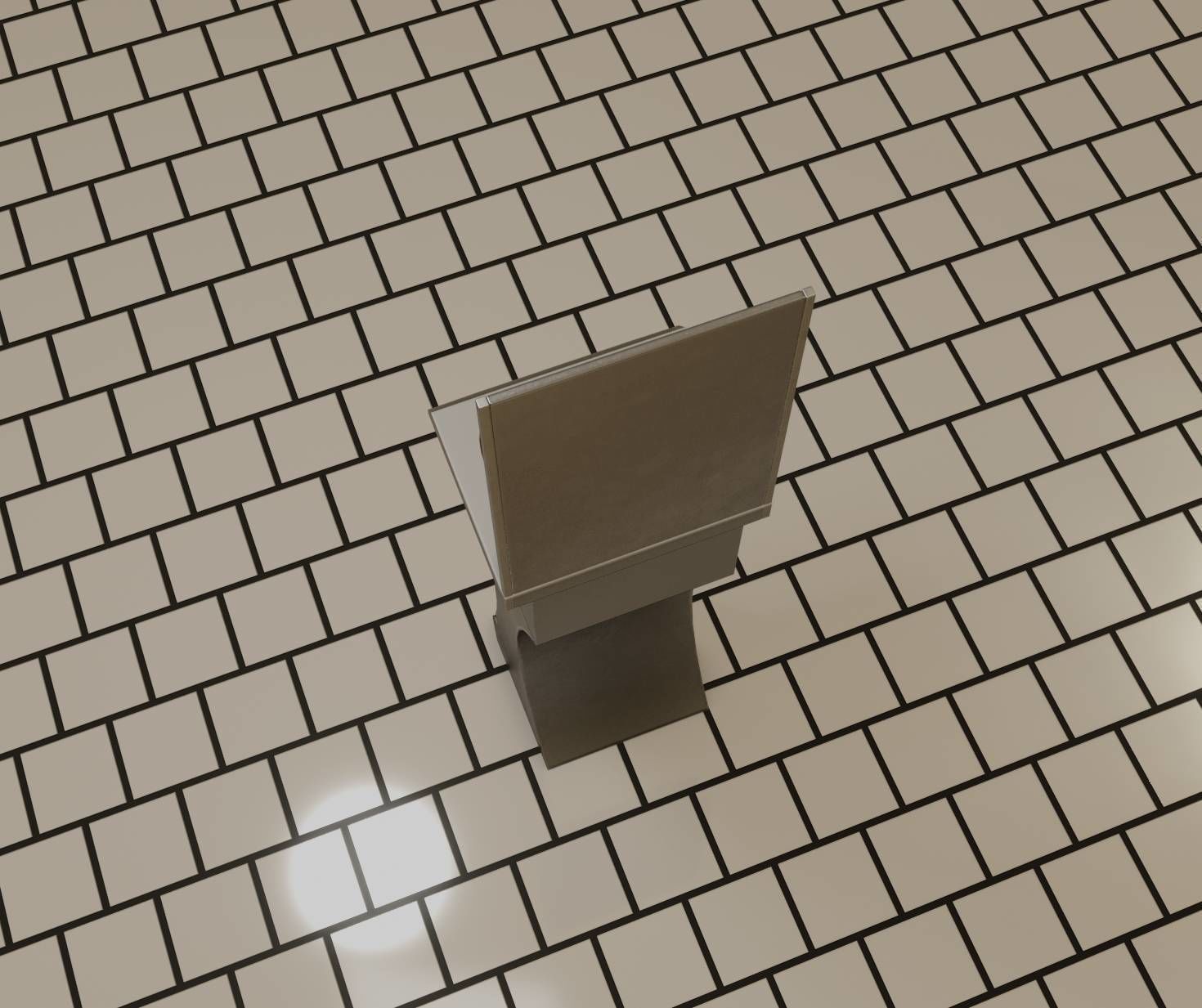 Public Metal Sci-Fi Sink - 40 - with Mirror Low-poly 3D model_5