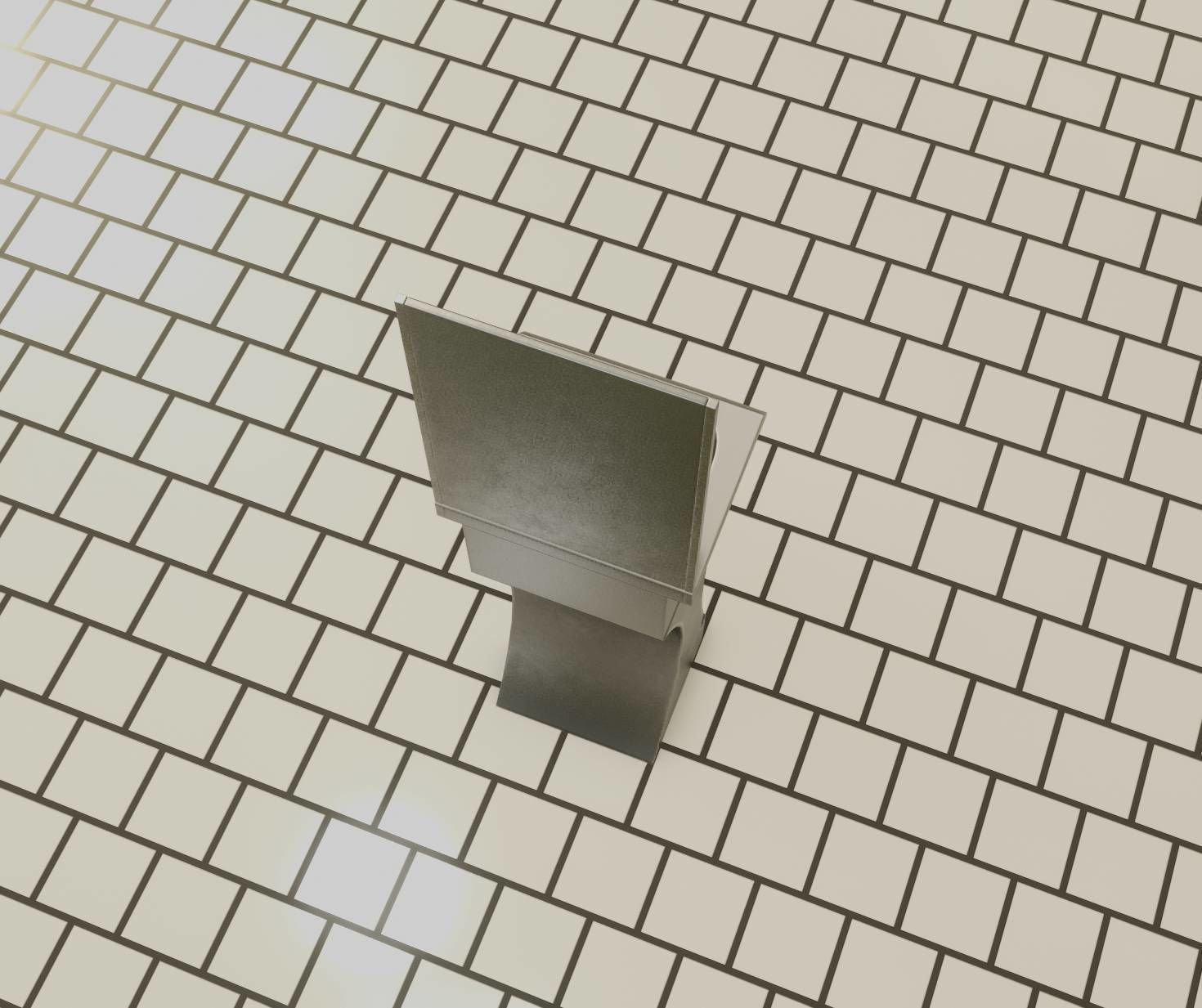 Public Metal Sci-Fi Sink - 40 - with Mirror Low-poly 3D model_96