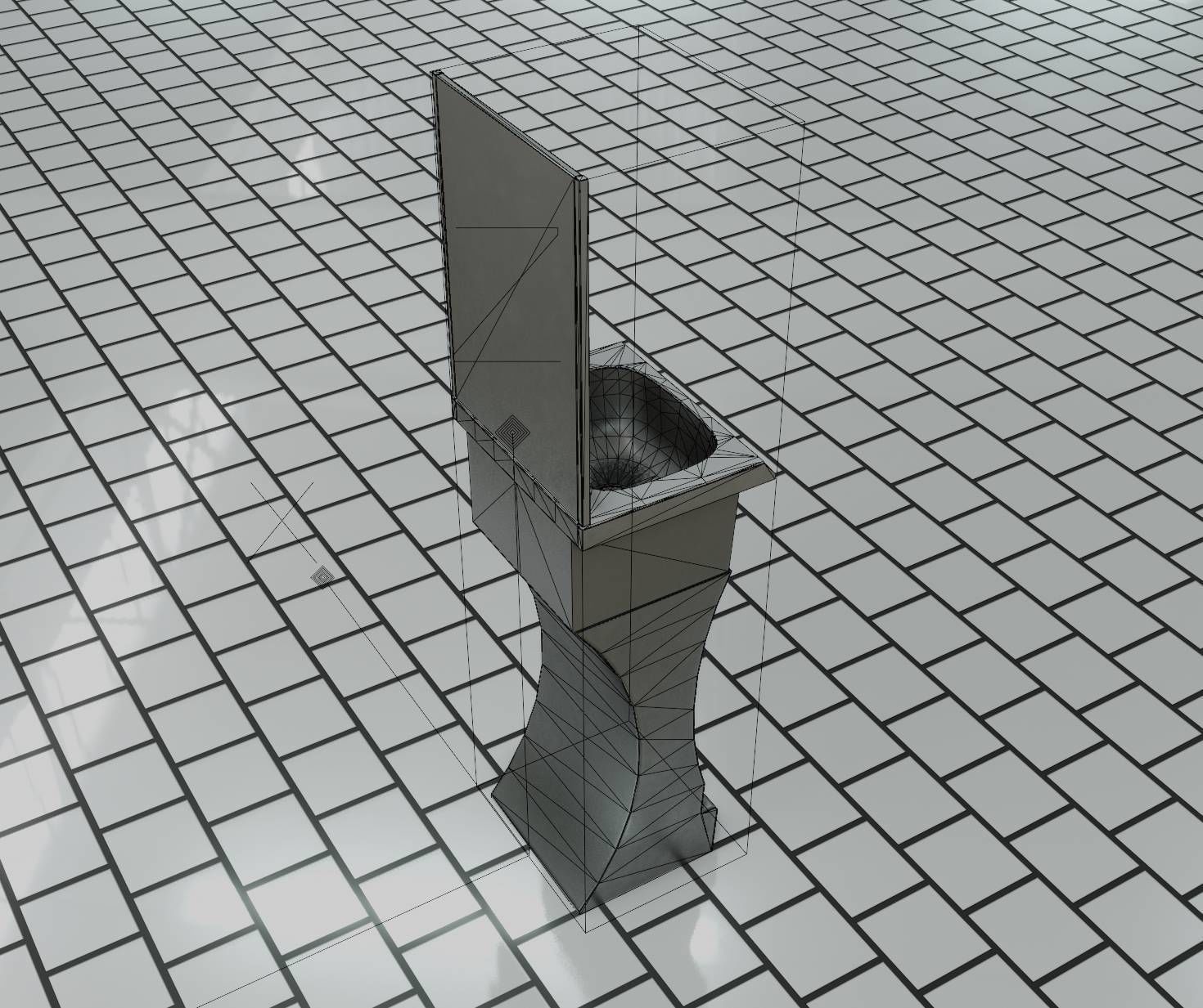 Public Metal Sci-Fi Sink - 40 - with Mirror Low-poly 3D model_78