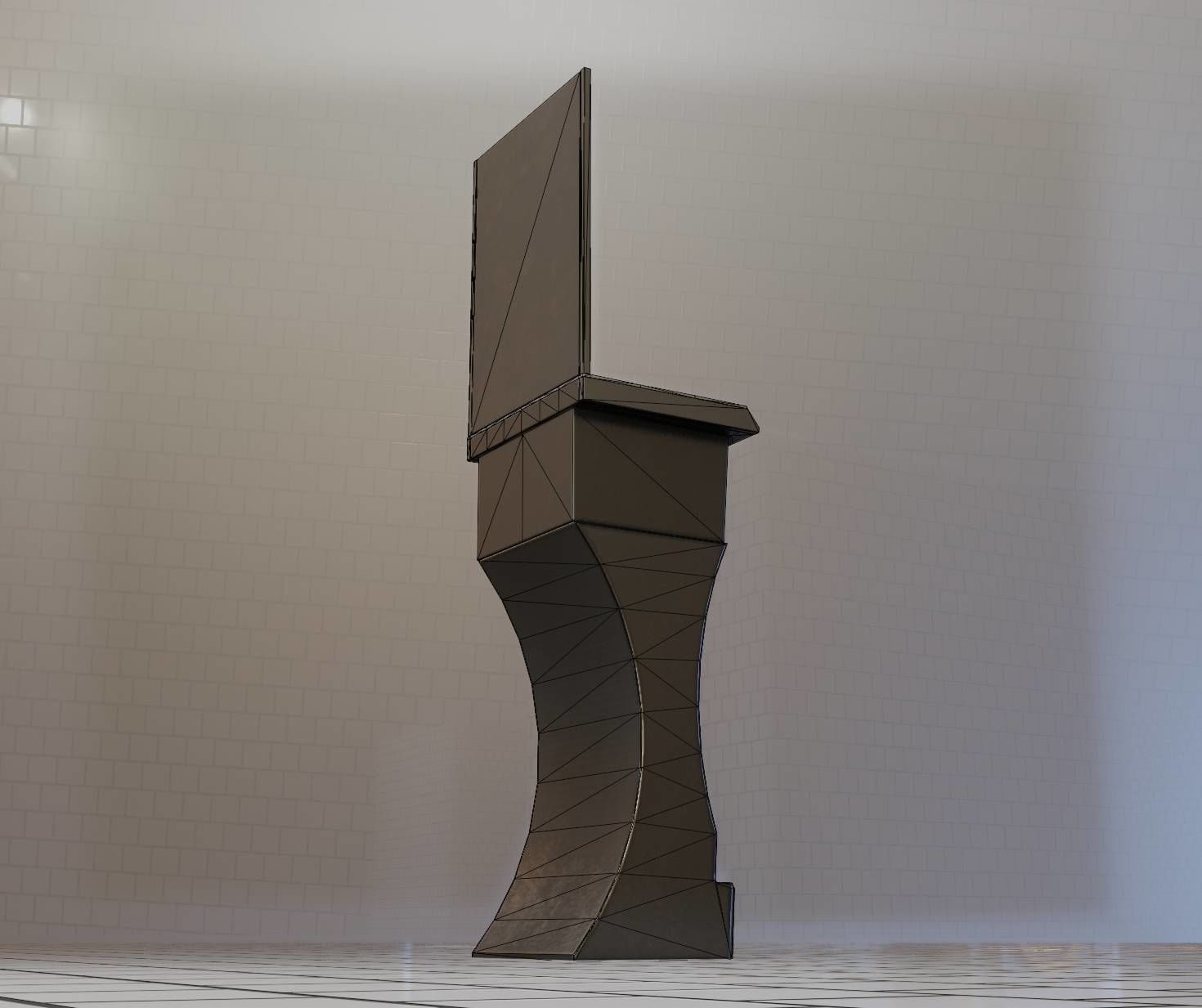 Public Metal Sci-Fi Sink - 40 - with Mirror Low-poly 3D model_63