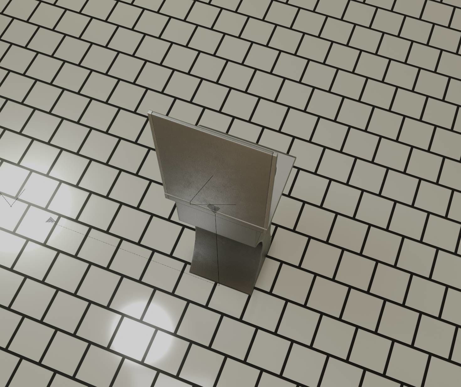 Public Metal Sci-Fi Sink - 40 - with Mirror Low-poly 3D model_4