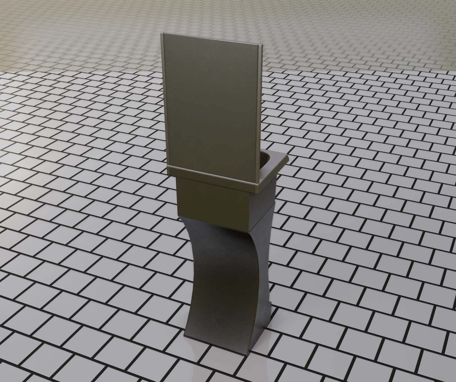 Public Metal Sci-Fi Sink - 40 - with Mirror Low-poly 3D model_74