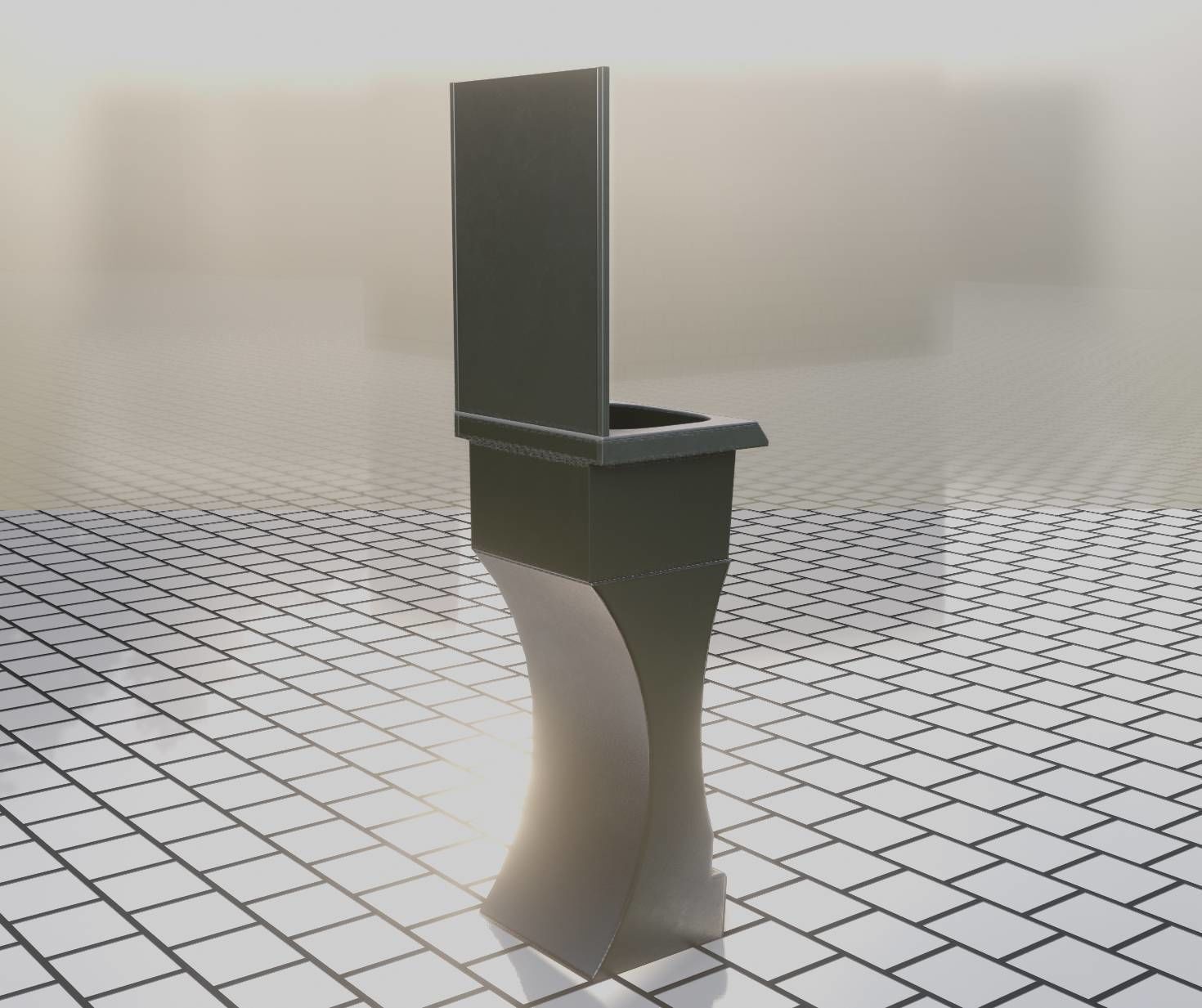 Public Metal Sci-Fi Sink - 40 - with Mirror Low-poly 3D model_85