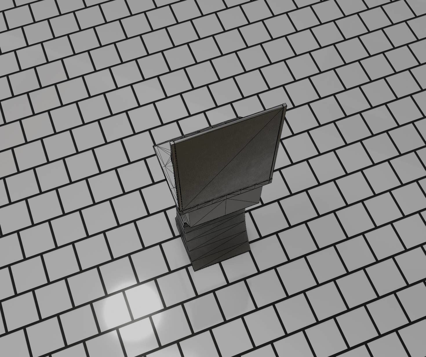 Public Metal Sci-Fi Sink - 40 - with Mirror Low-poly 3D model_66