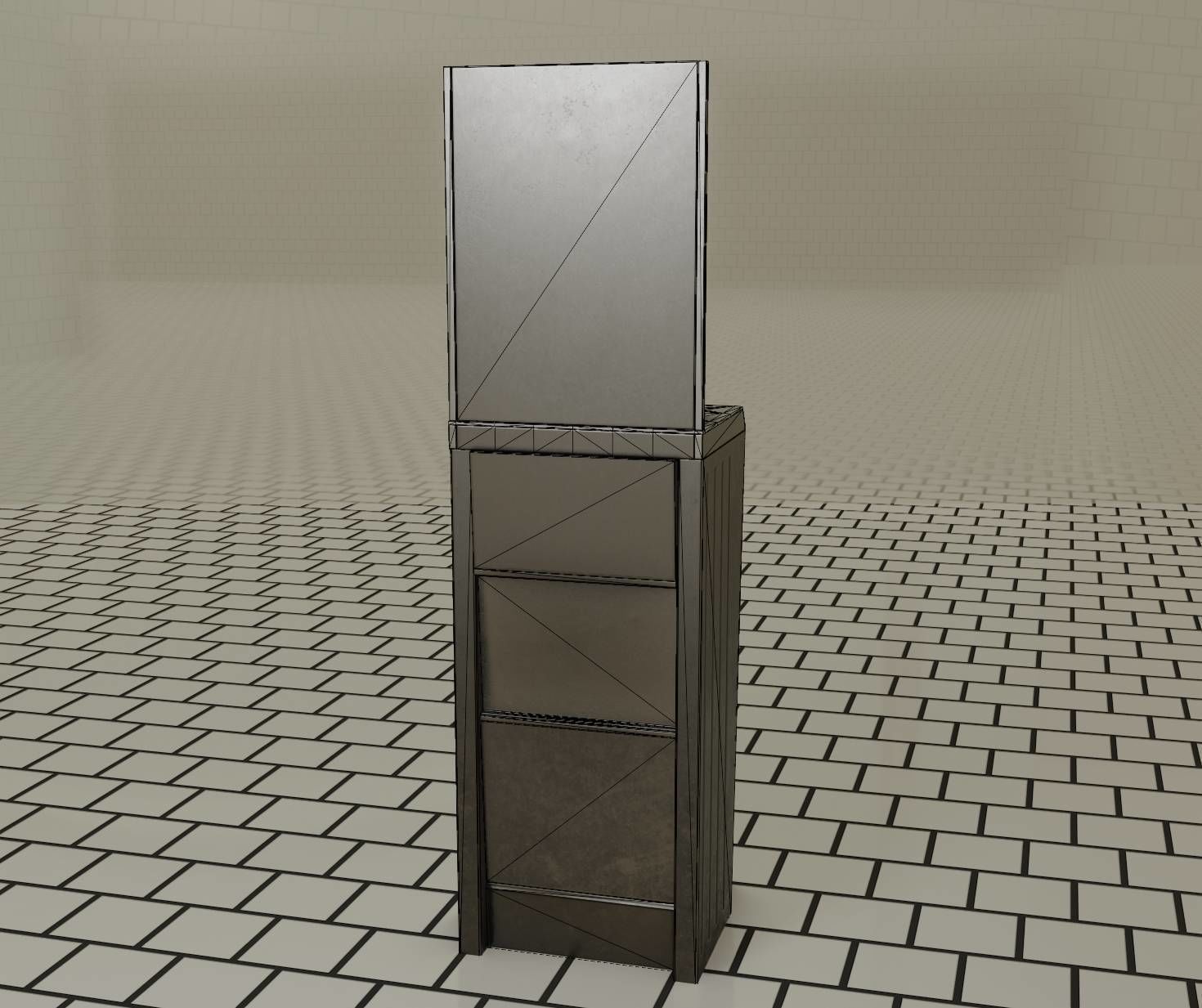 Public Futuristic Sink - 38 - with Mirror Low-poly 3D model_69