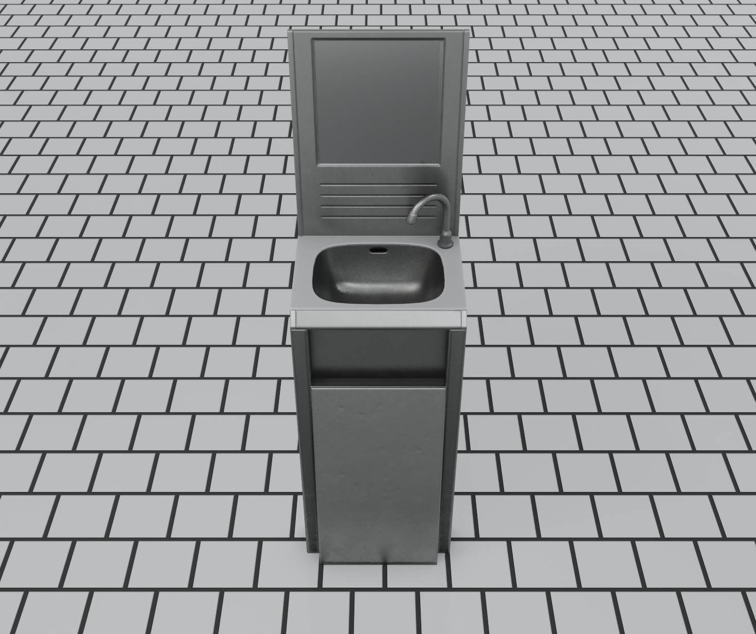 Public Futuristic Sink - 38 - with Mirror Low-poly 3D model_89
