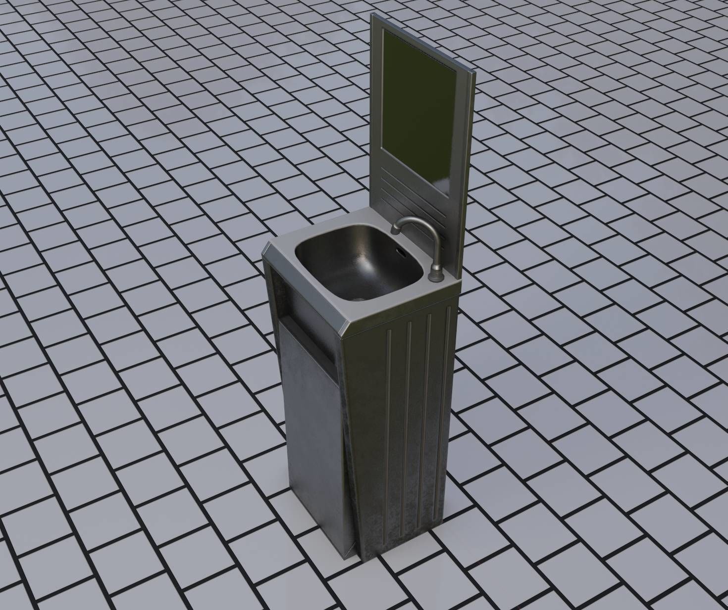 Public Futuristic Sink - 38 - with Mirror Low-poly 3D model_94