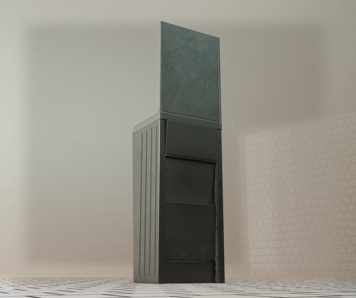 Public Futuristic Sink - 38 - with Mirror Low-poly 3D model_13