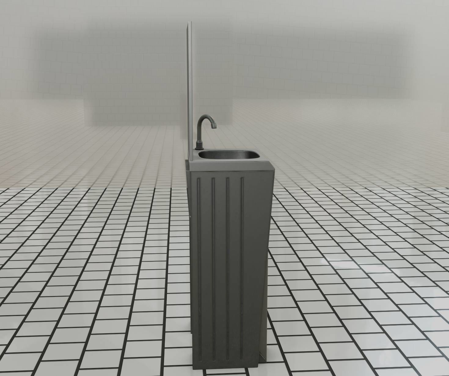 Public Futuristic Sink - 38 - with Mirror Low-poly 3D model_98