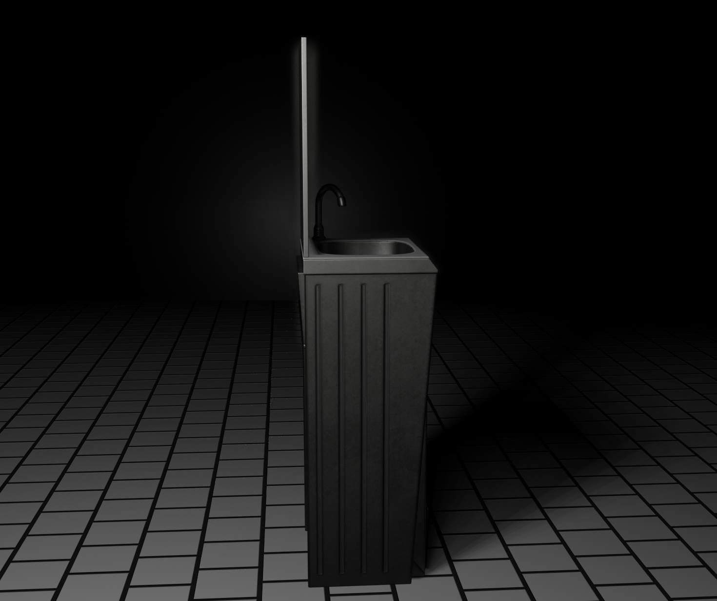 Public Futuristic Sink - 38 - with Mirror Low-poly 3D model_37